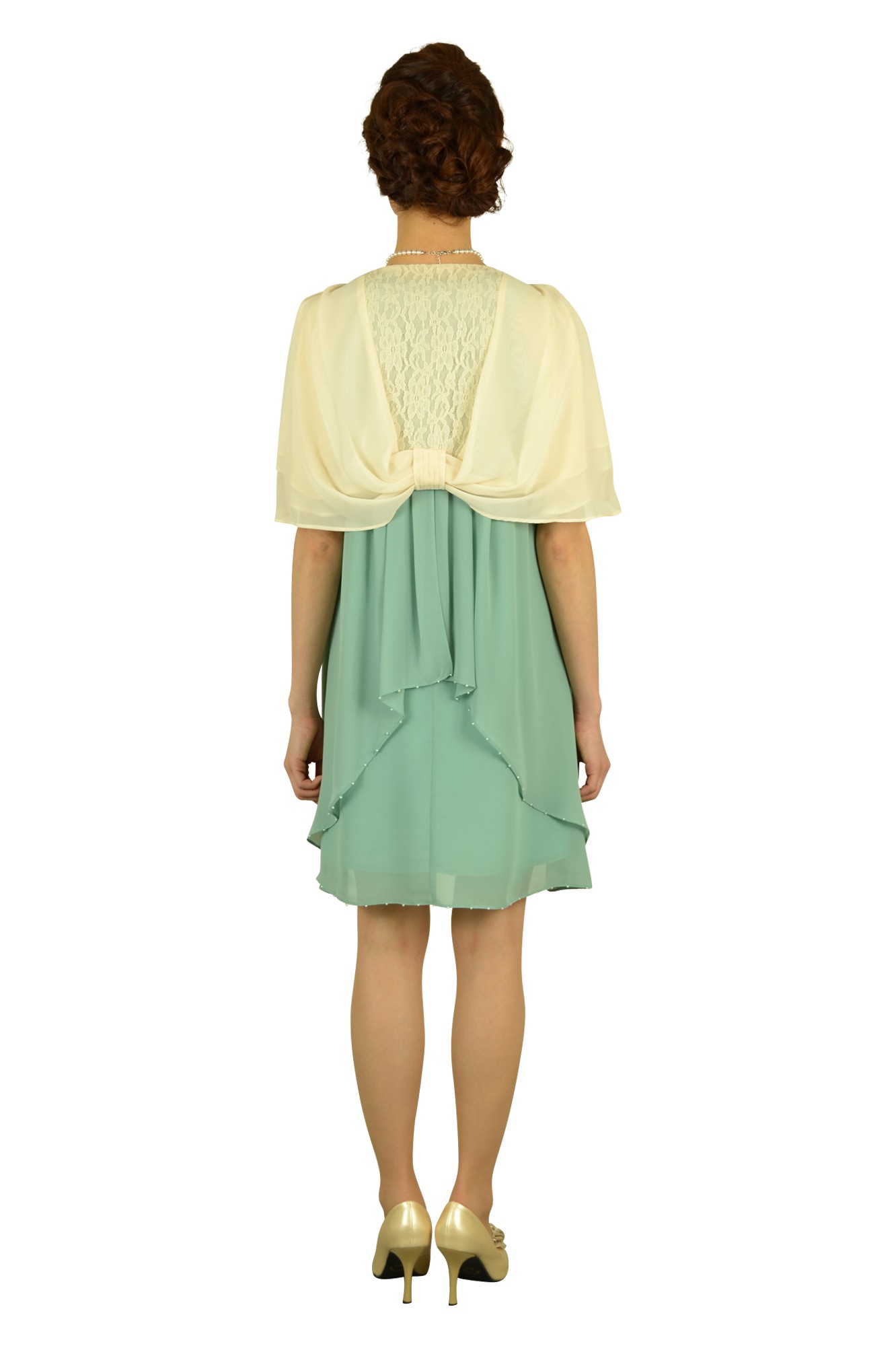 ミントカラーローズドレスセット