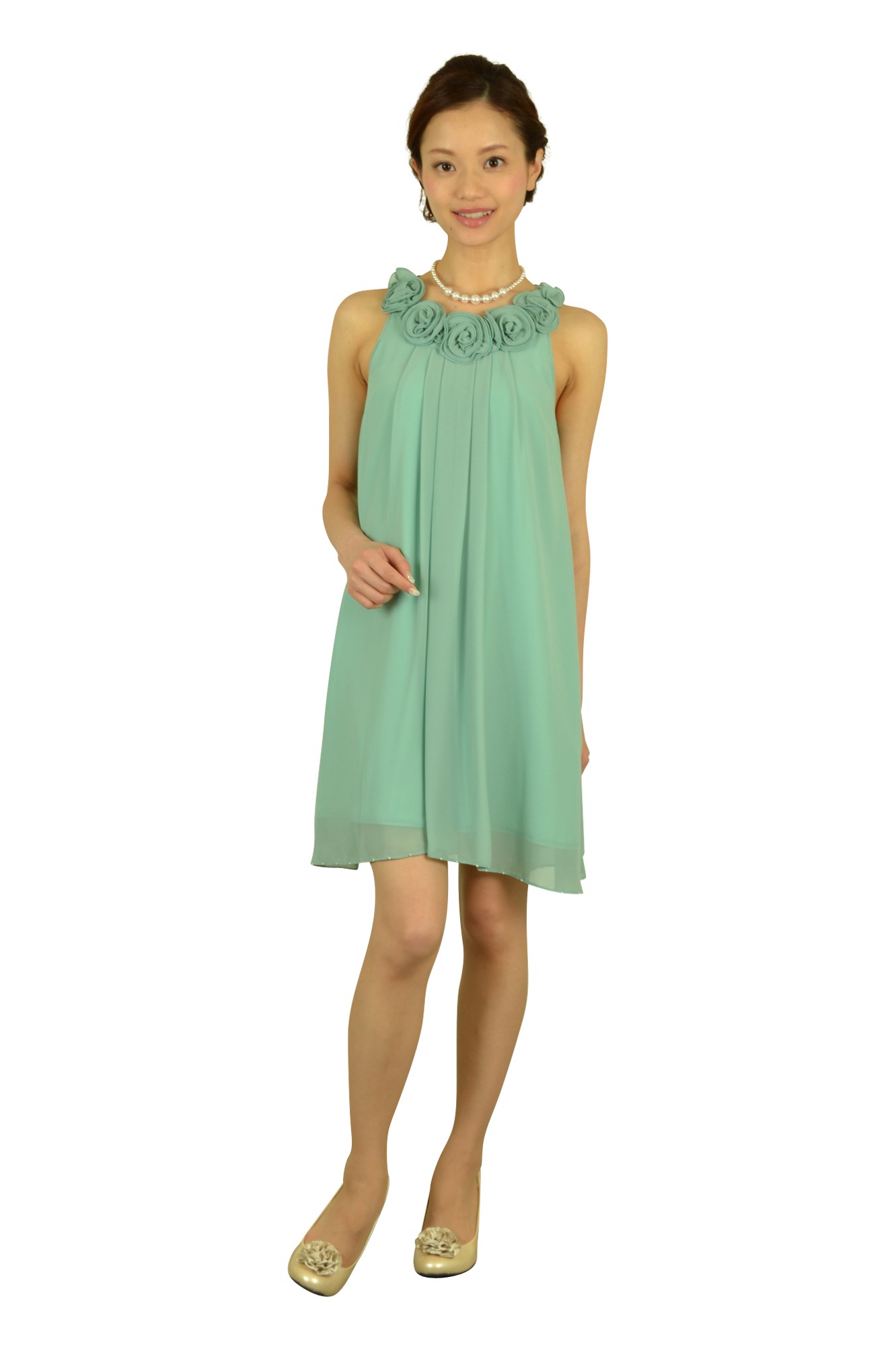 ミントカラーローズドレスセット