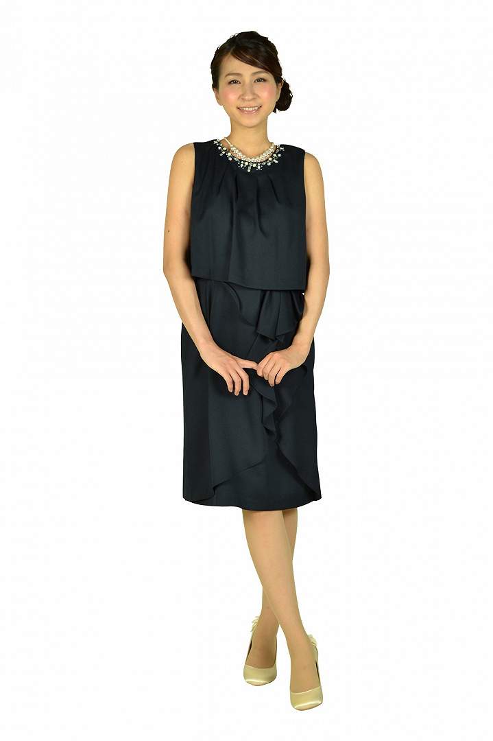 エレガントフリルネイビードレスセット