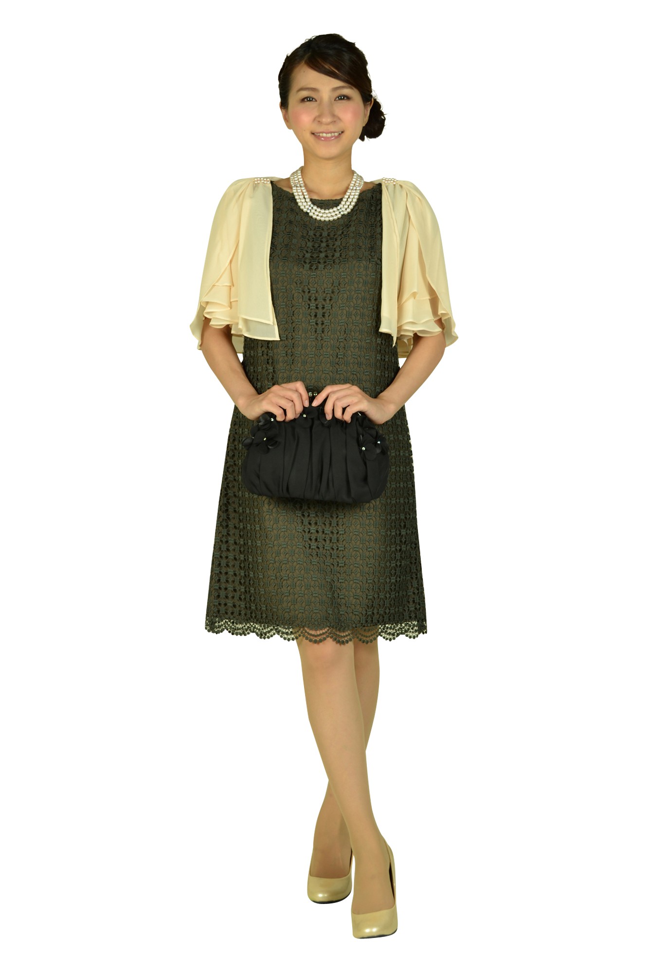 総レースカーキドレスセット