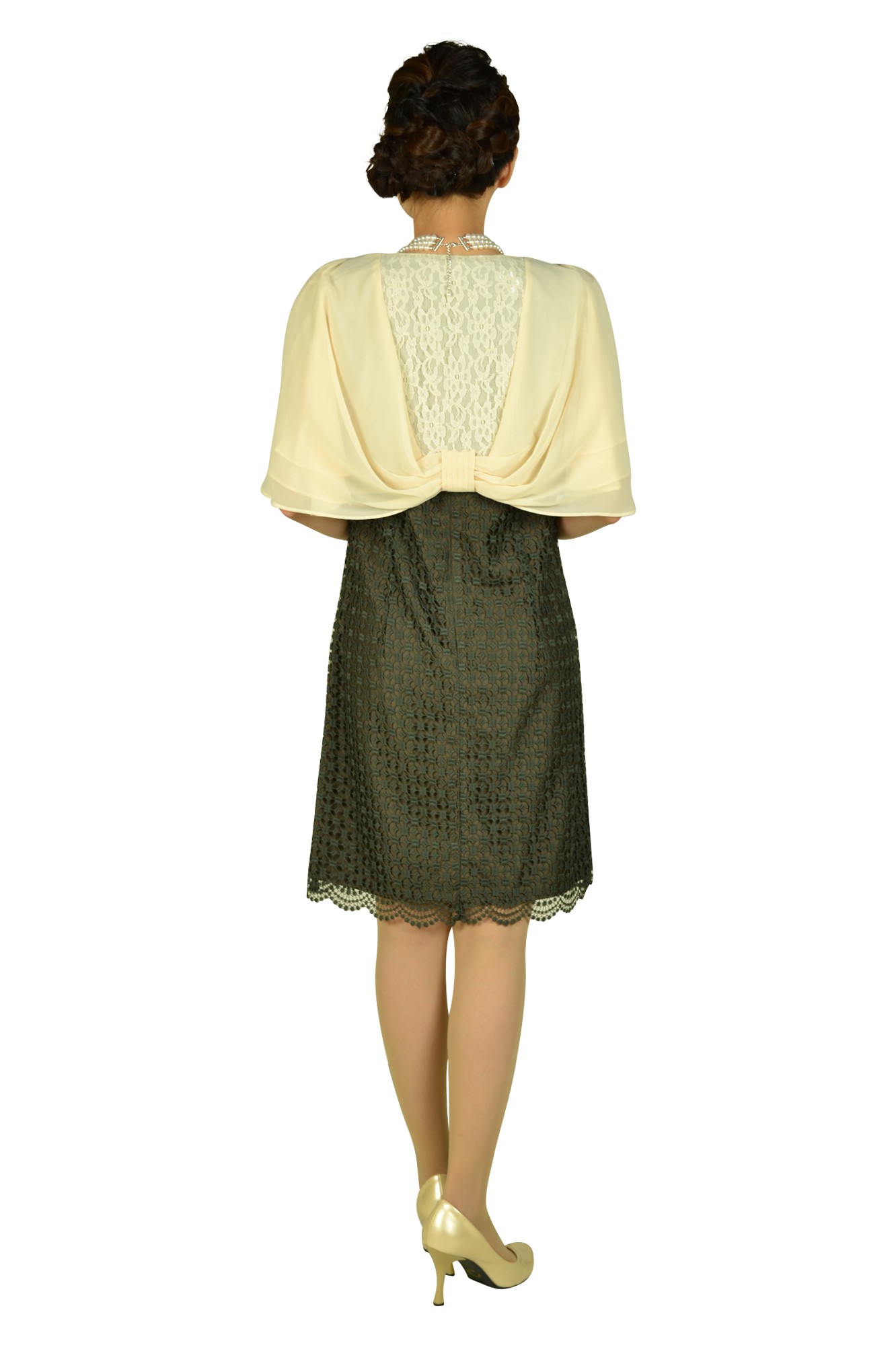 総レースカーキドレスセット