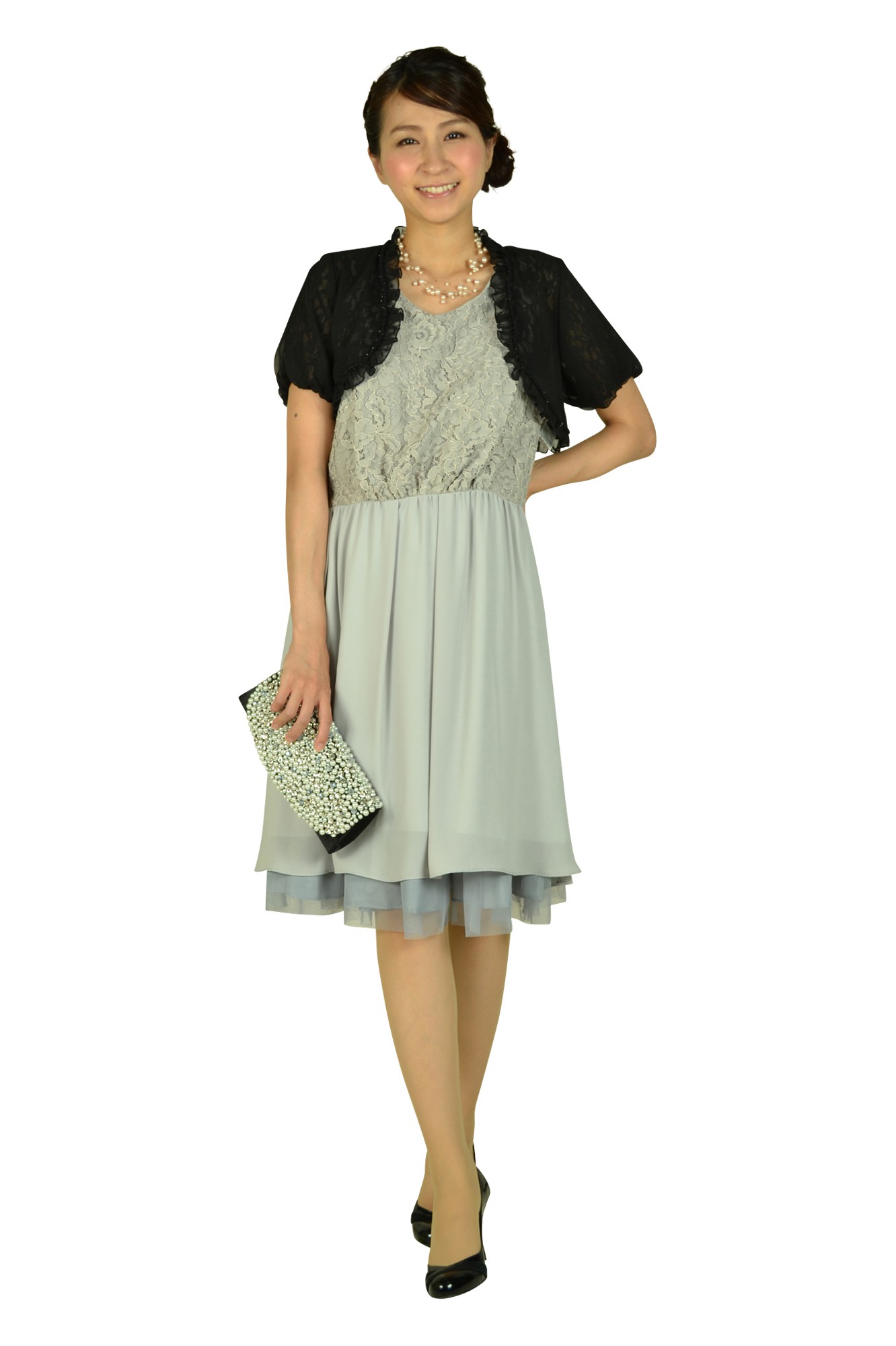 DELLISE NOIR パフスリーブブラックボレロ (S〜M) をレンタル - 結婚式