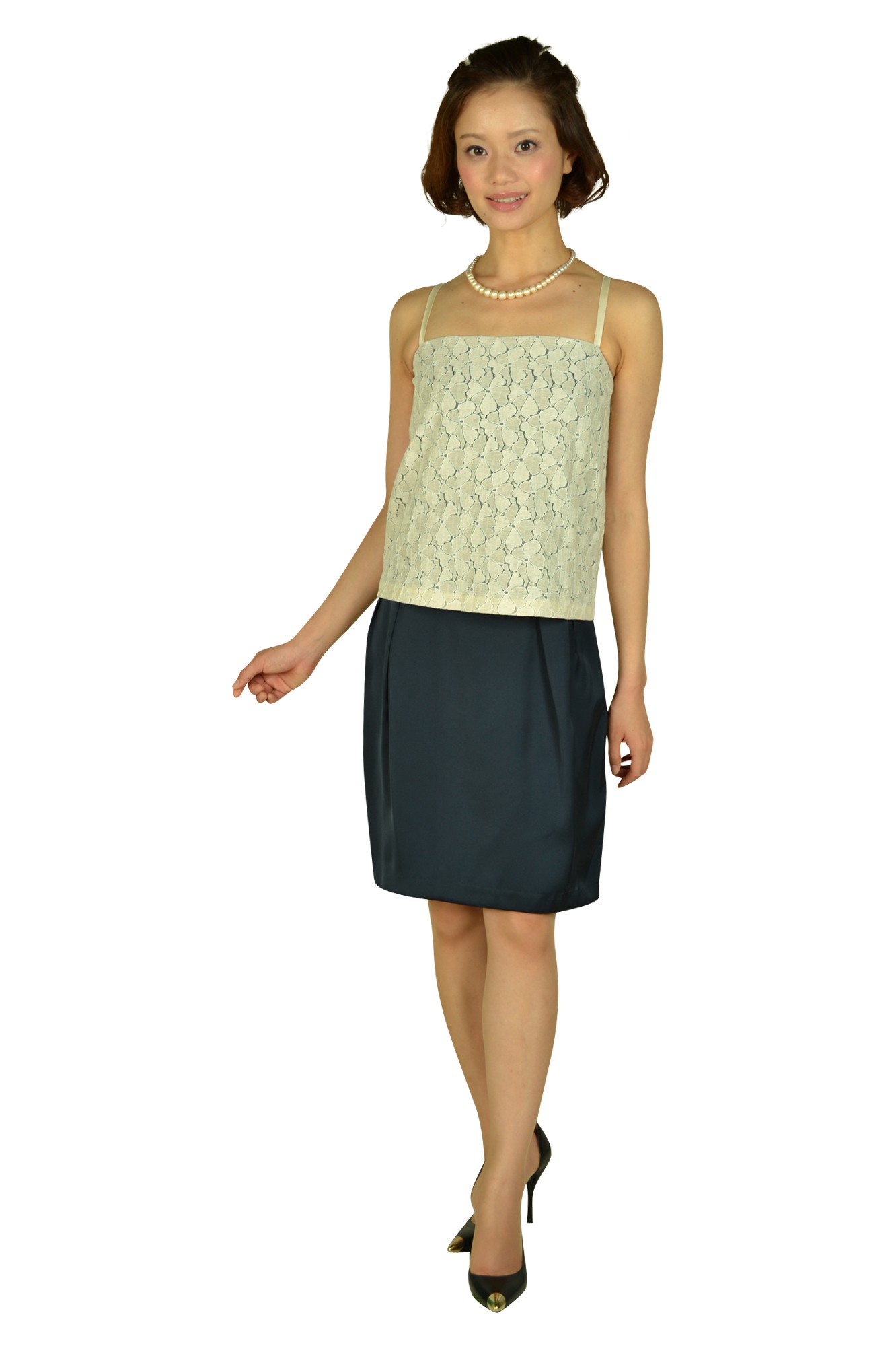 ネイビー×レースドレスセット