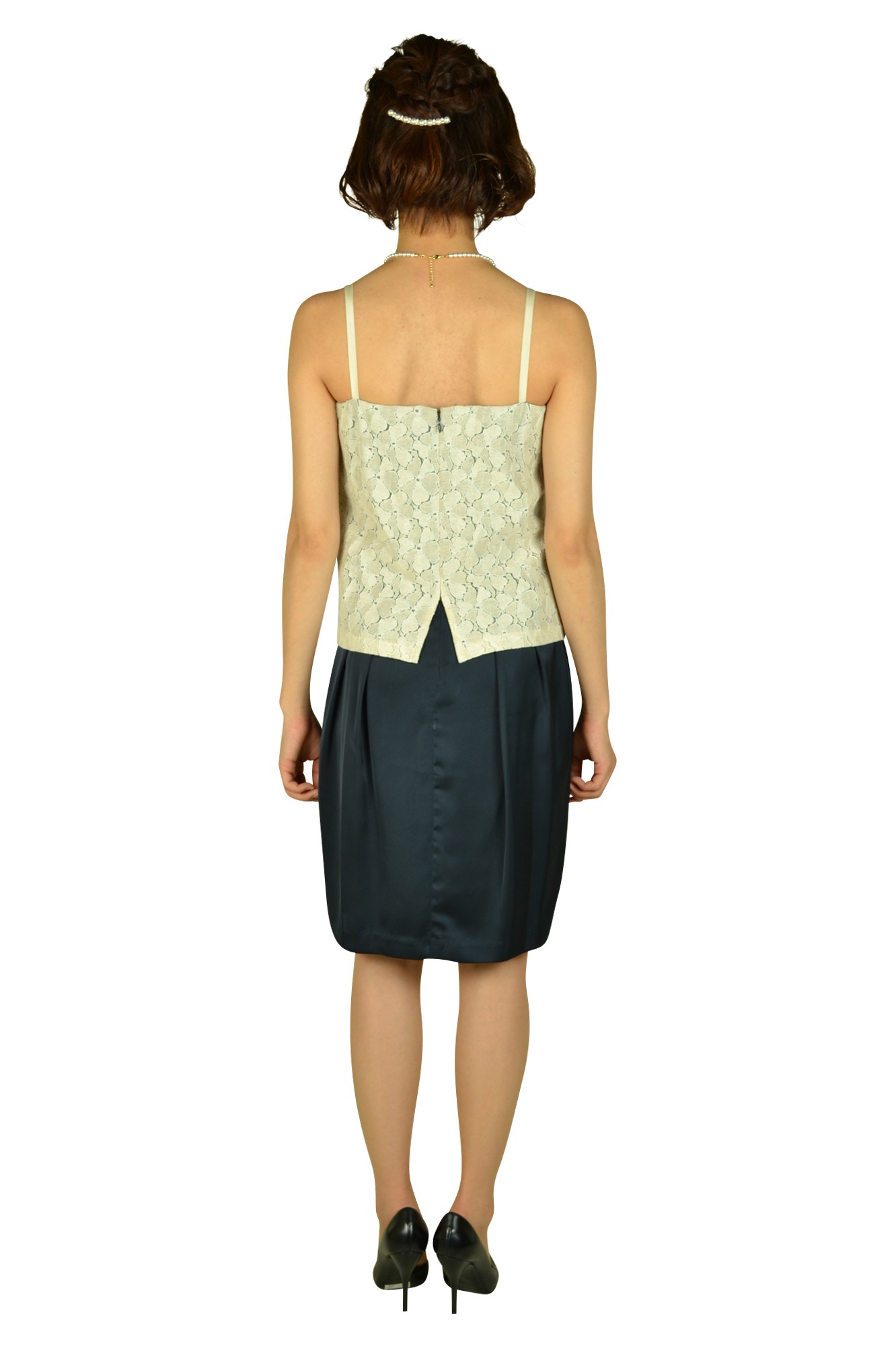 ネイビー×レースドレスセット