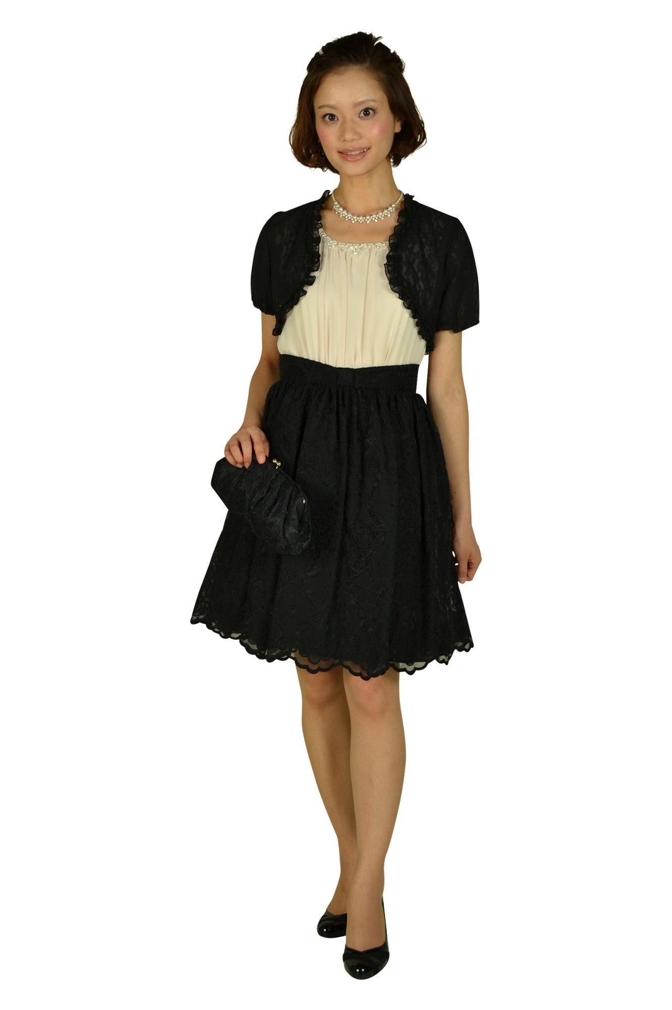 ブラックビーズシンプルバッグ