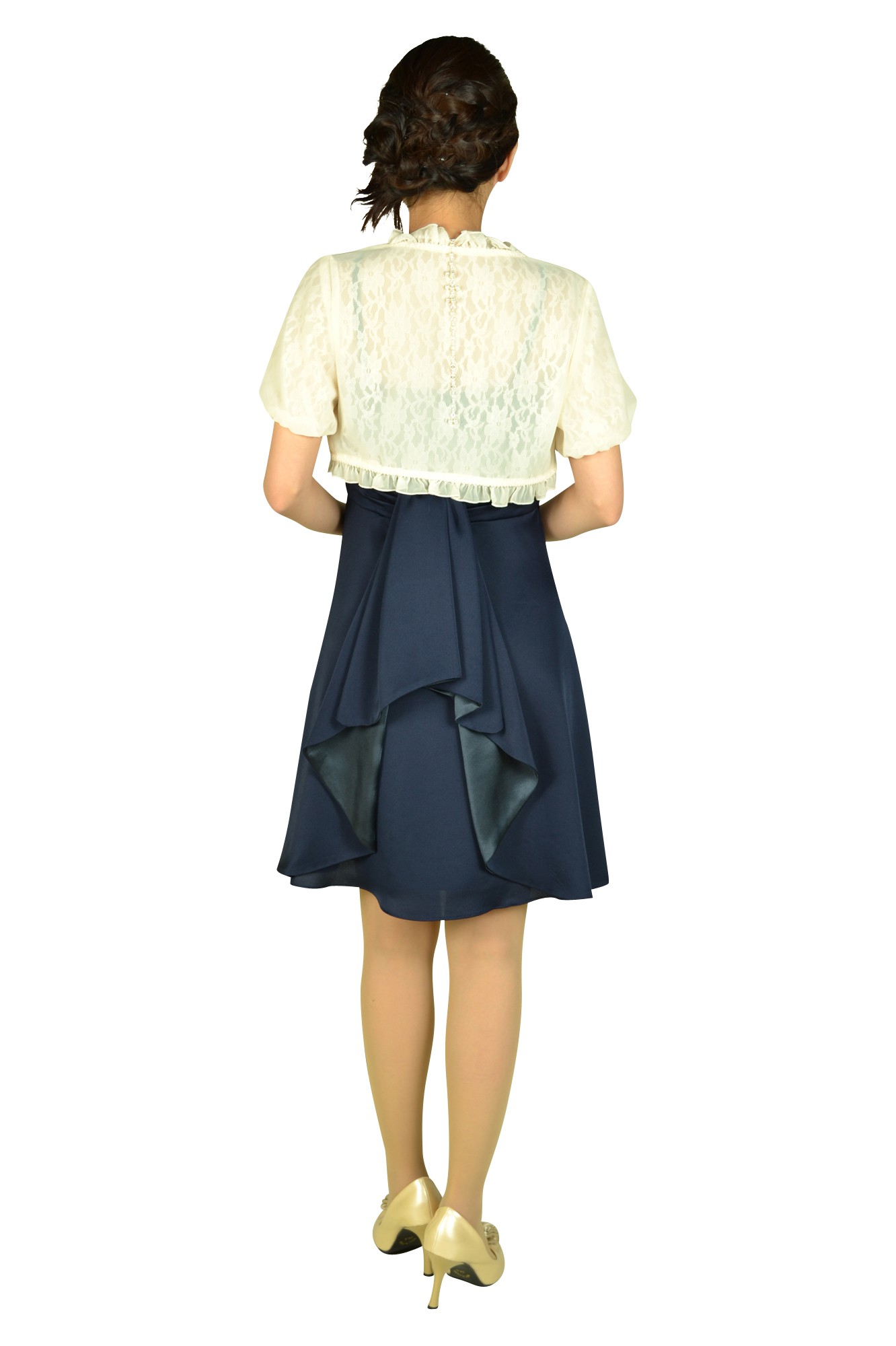 バックラッフルネイビーキャミドレスセット