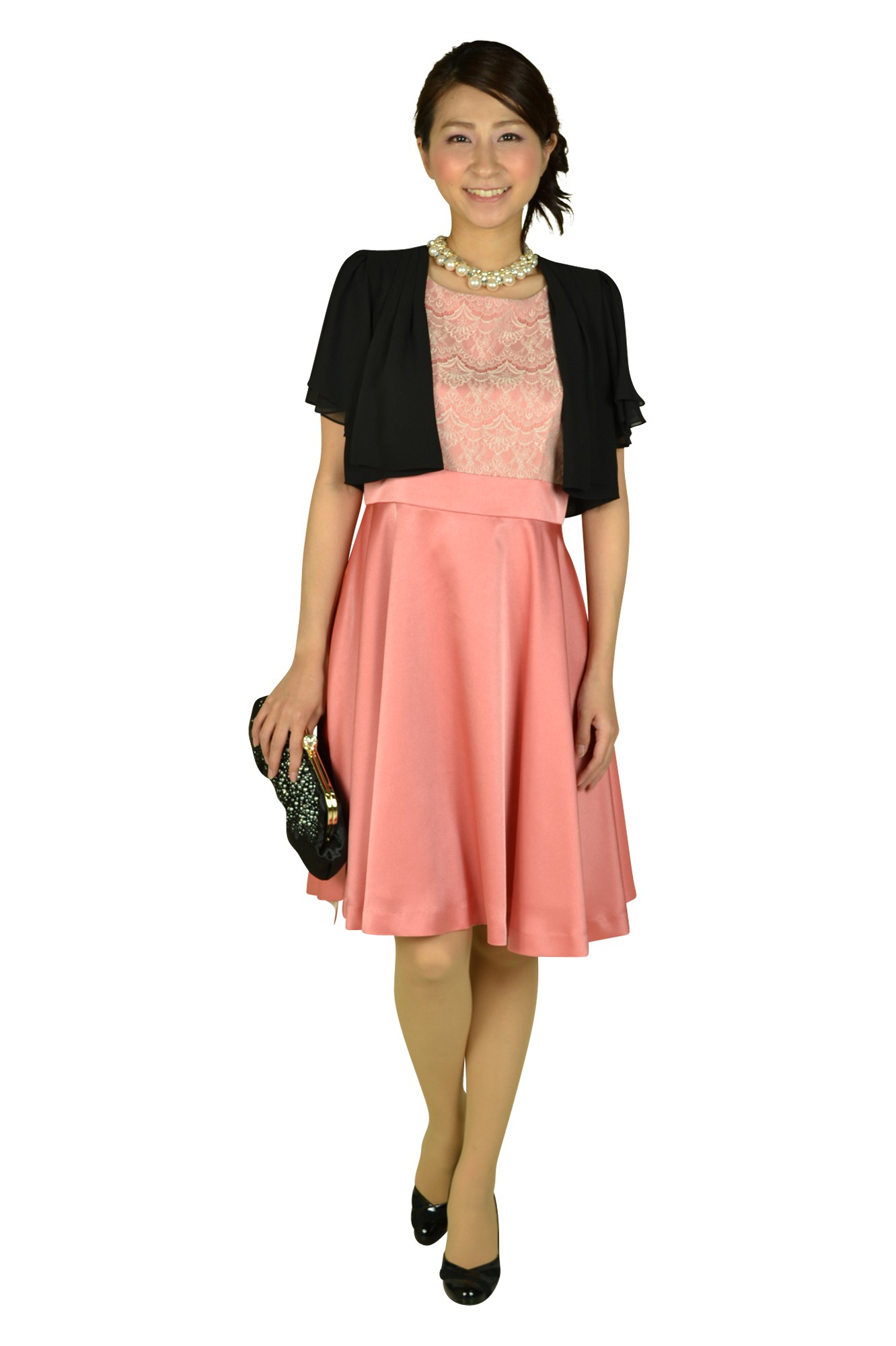 エレガントパールビジュブラックバッグ