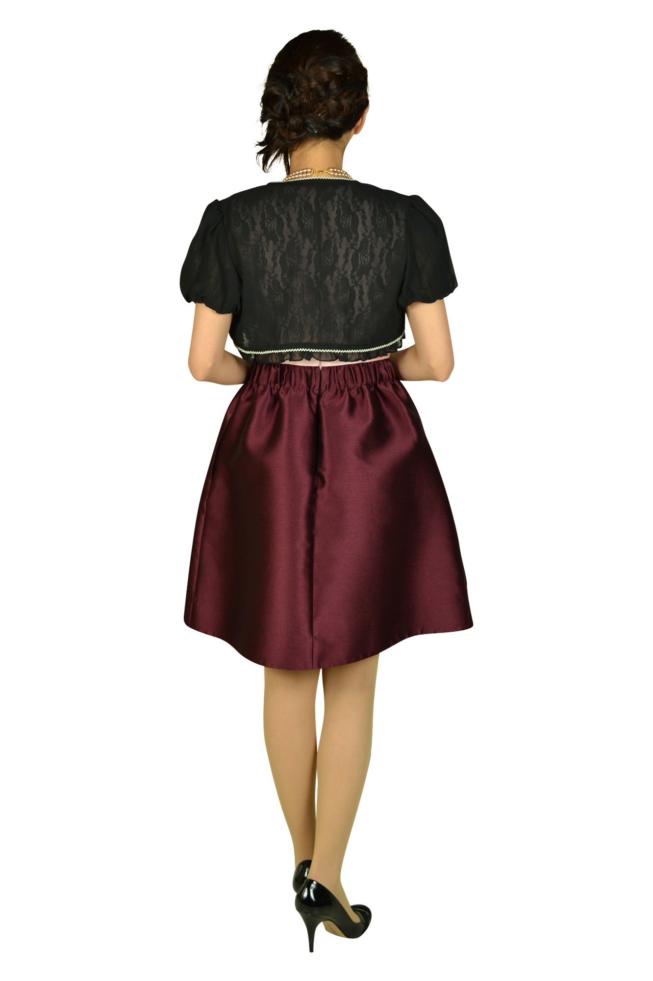 ピンクバイカラーフレアドレスセット