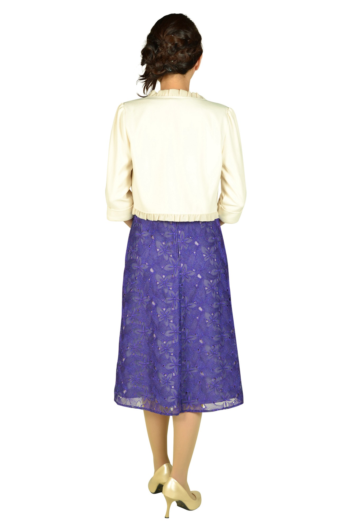 パープルミディドレスセット