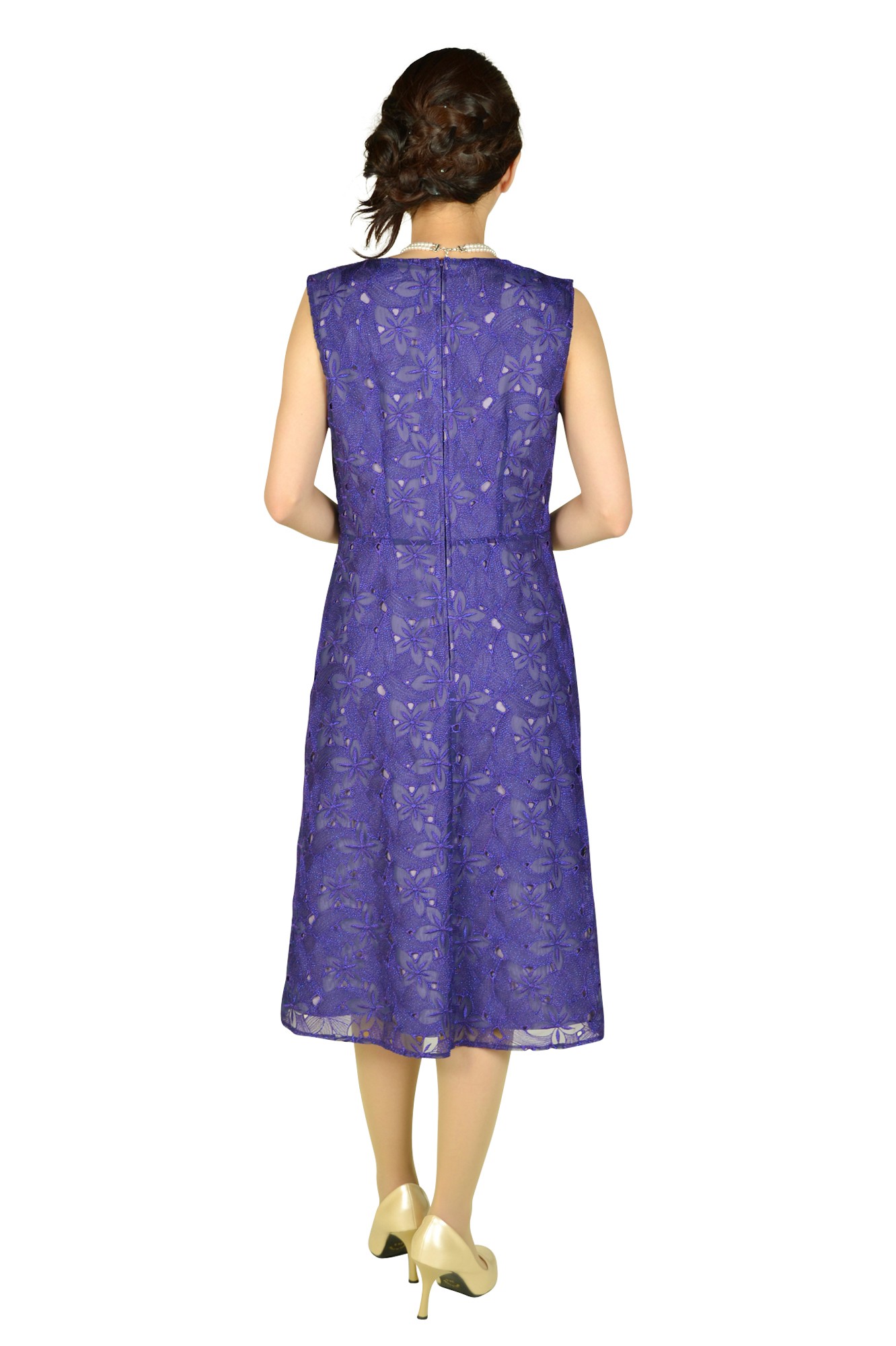 パープルミディドレスセット