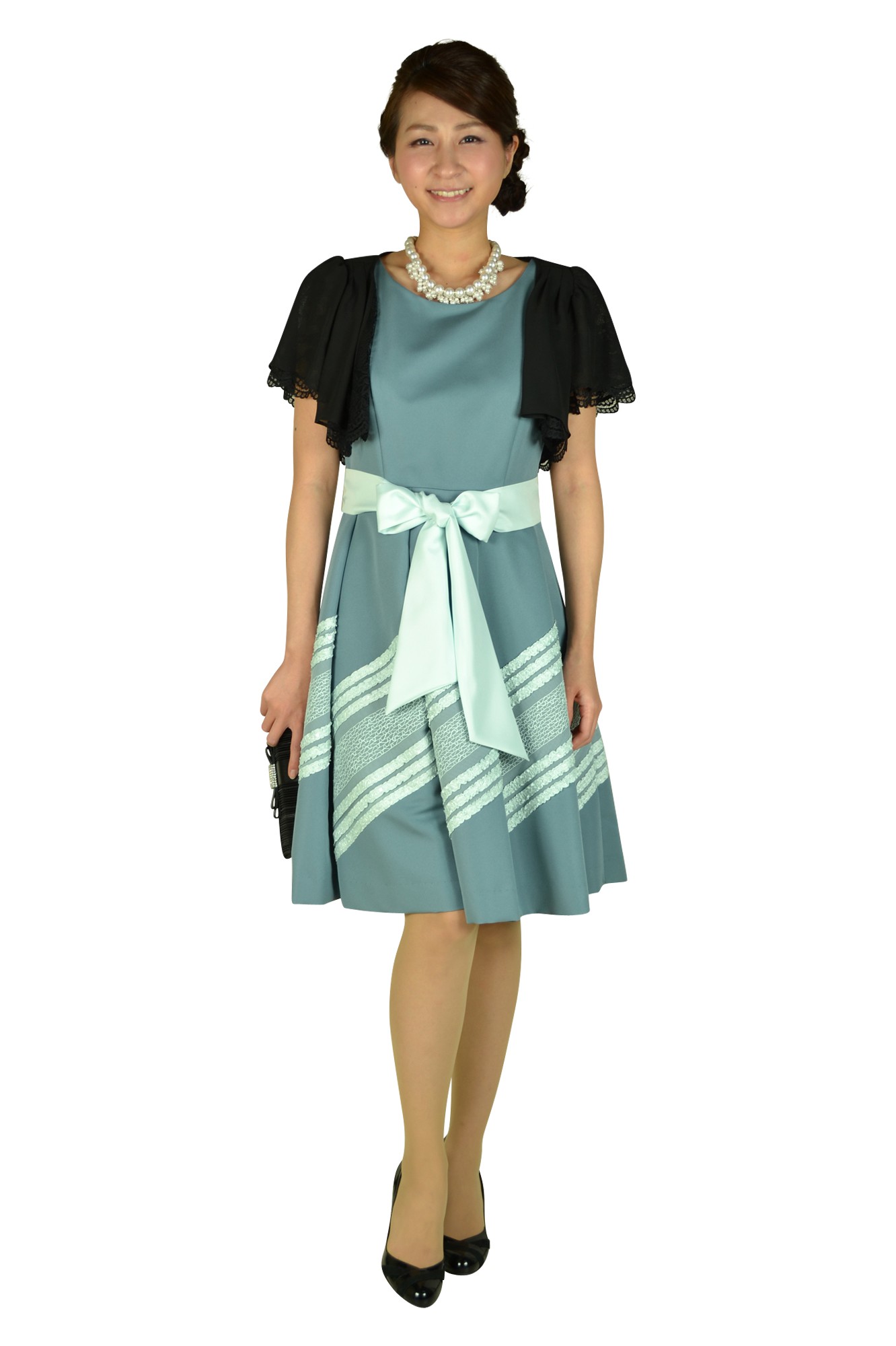 ミルキーグリーンフィットアンドフレアドレスセット