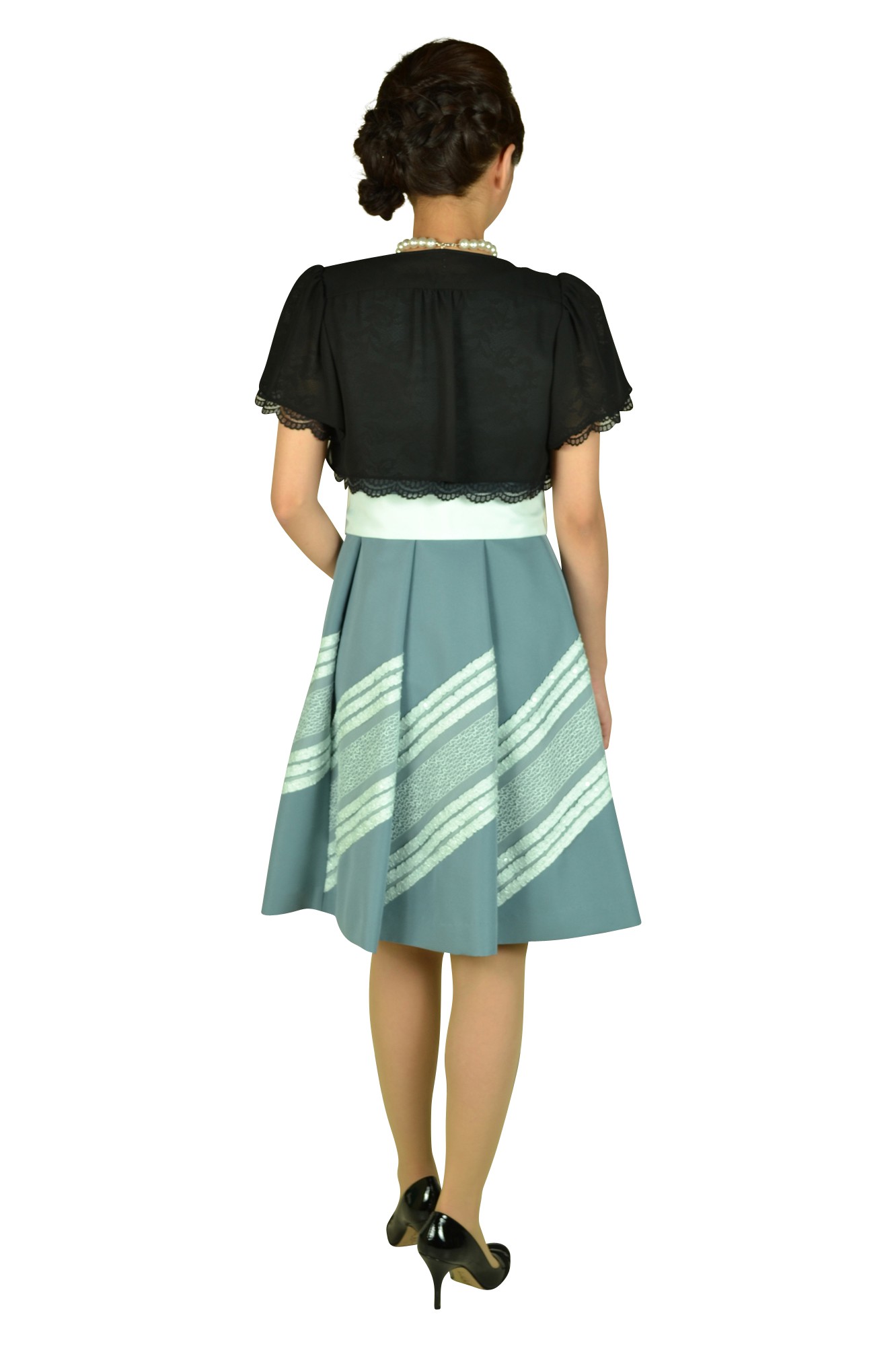 ミルキーグリーンフィットアンドフレアドレスセット