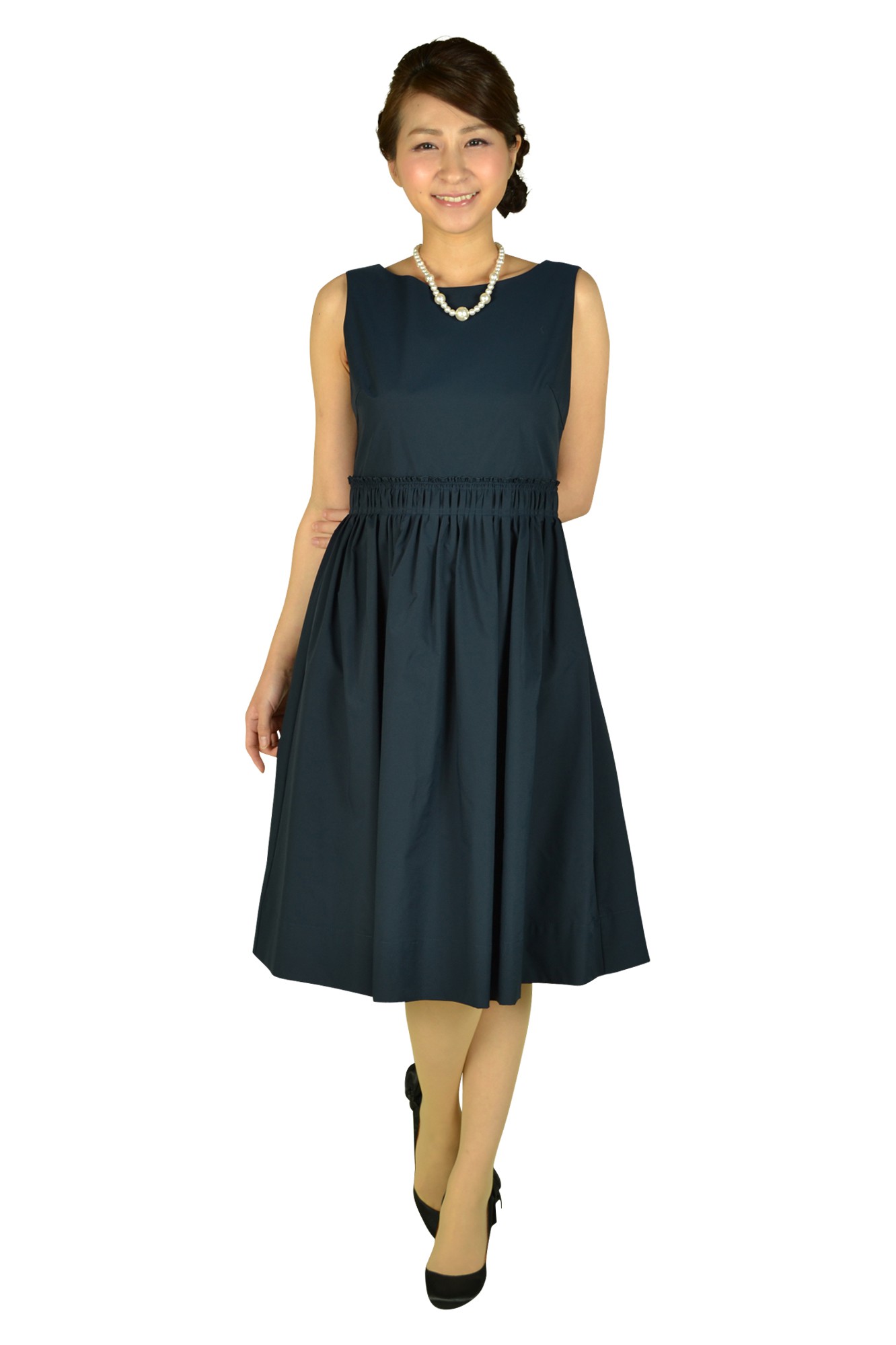 ギャザータフタネイビードレスセット