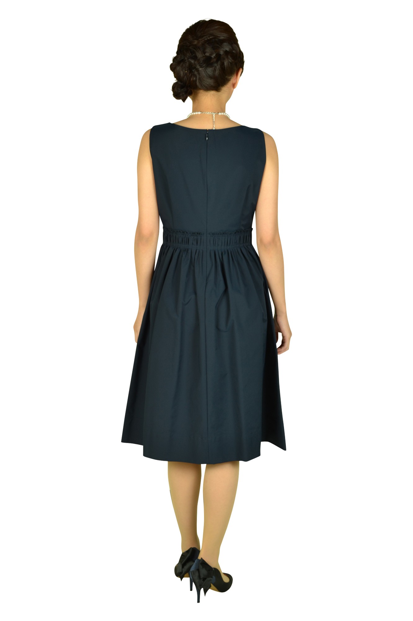 ギャザータフタネイビードレスセット