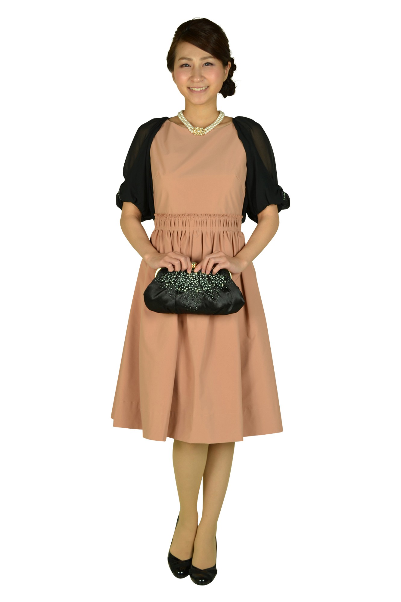 エレガントパールビジュブラックバッグ