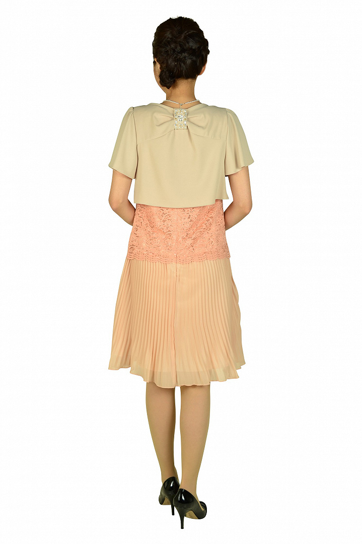 レースプリーツピンクドレスセット