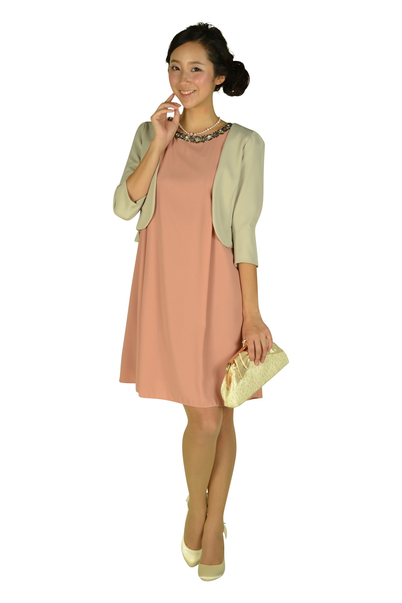 スモーキーピンクビジュドレスセット