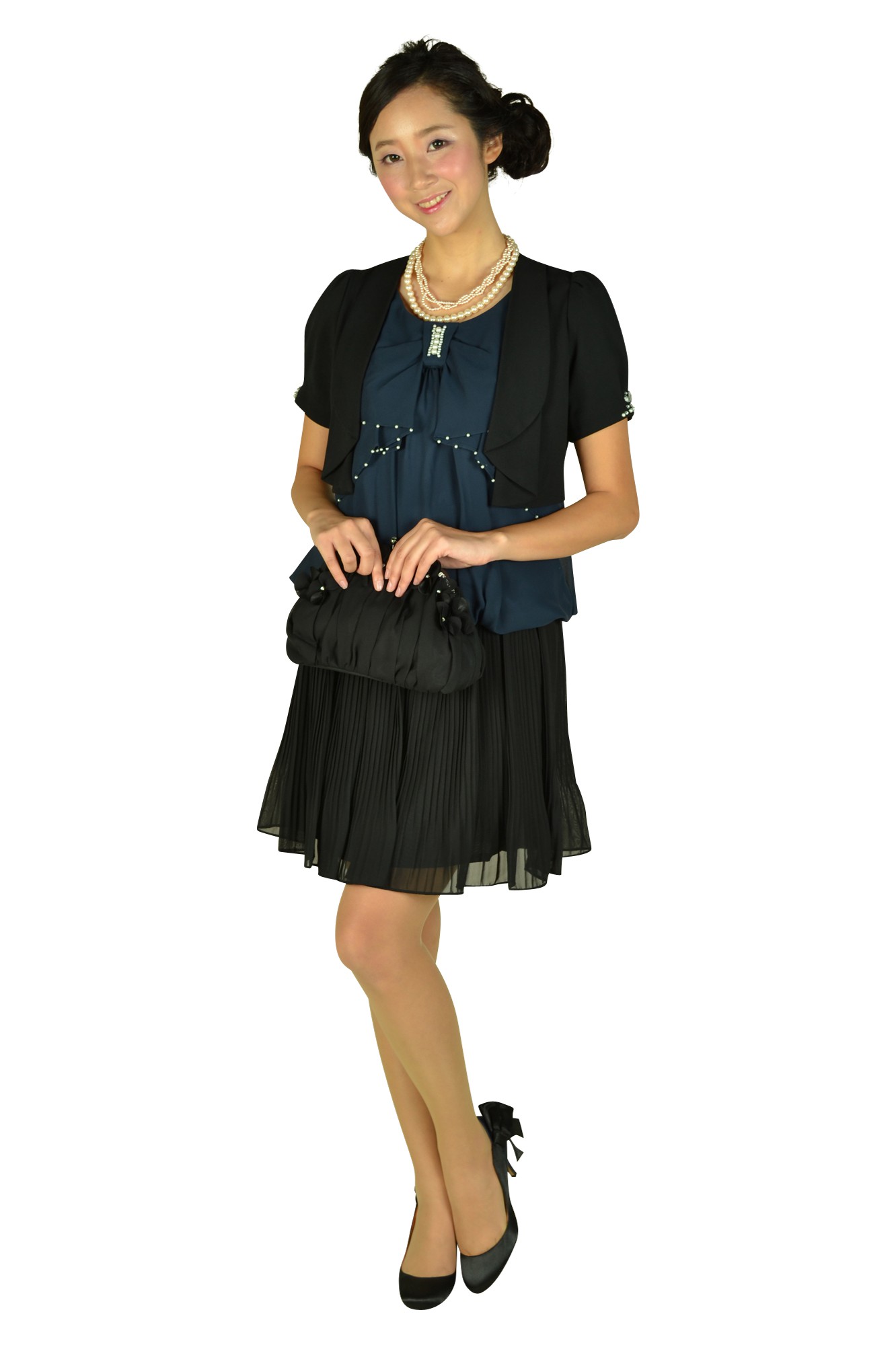 ブラックフラワーシフォンバッグ