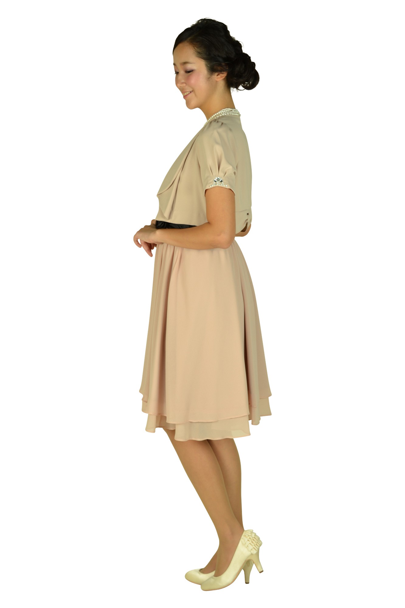 ウエストローズピンクベージュドレスセット