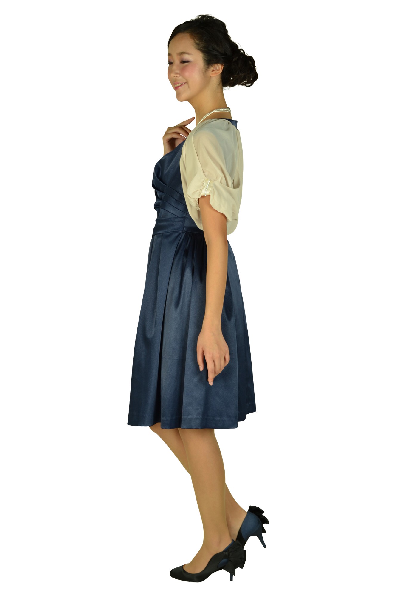 ラメ素材ネイビービジュドレスセット