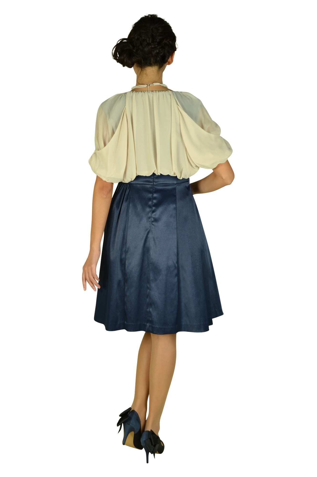 ラメ素材ネイビービジュドレスセット