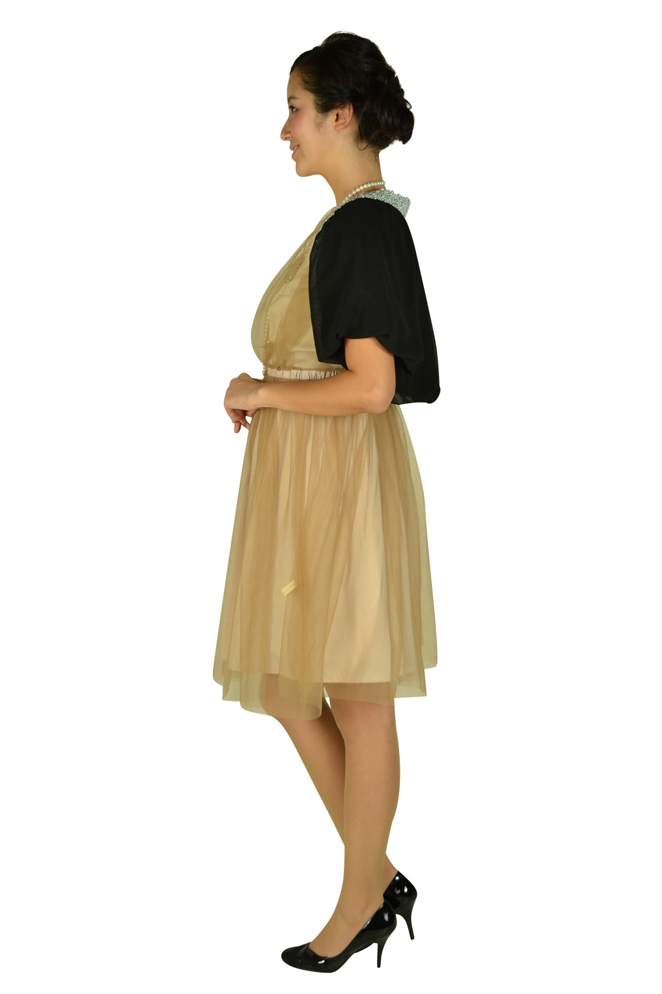 ベージュチュールガーリードレスセット