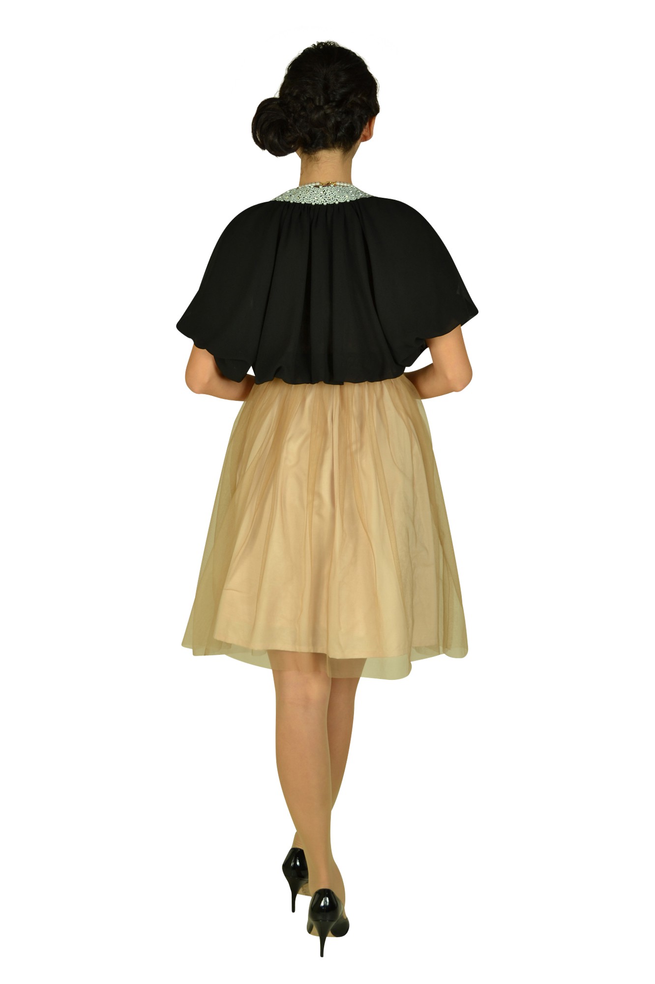 ベージュチュールガーリードレスセット