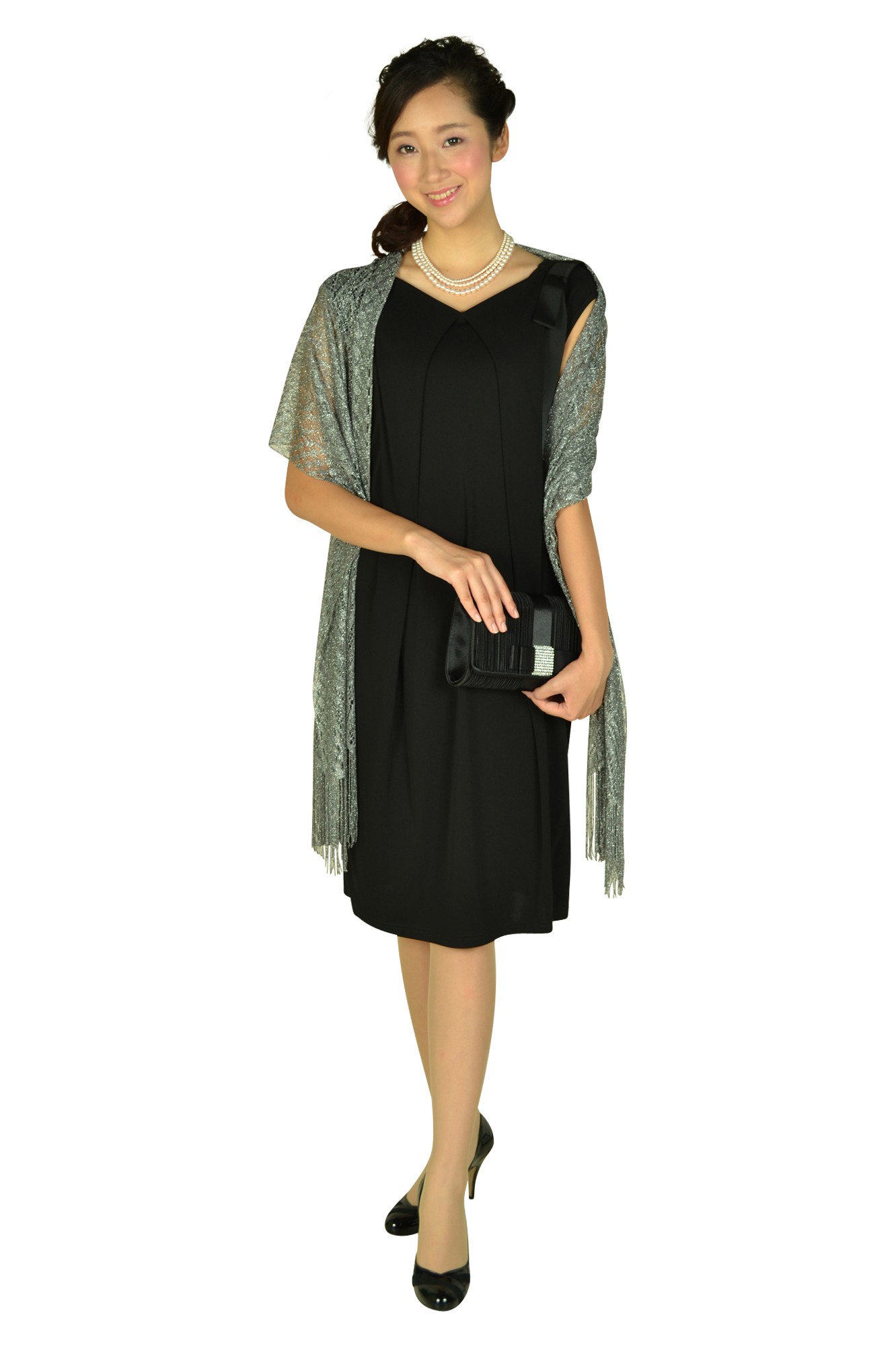 センターポイントブラックプリーツバッグ