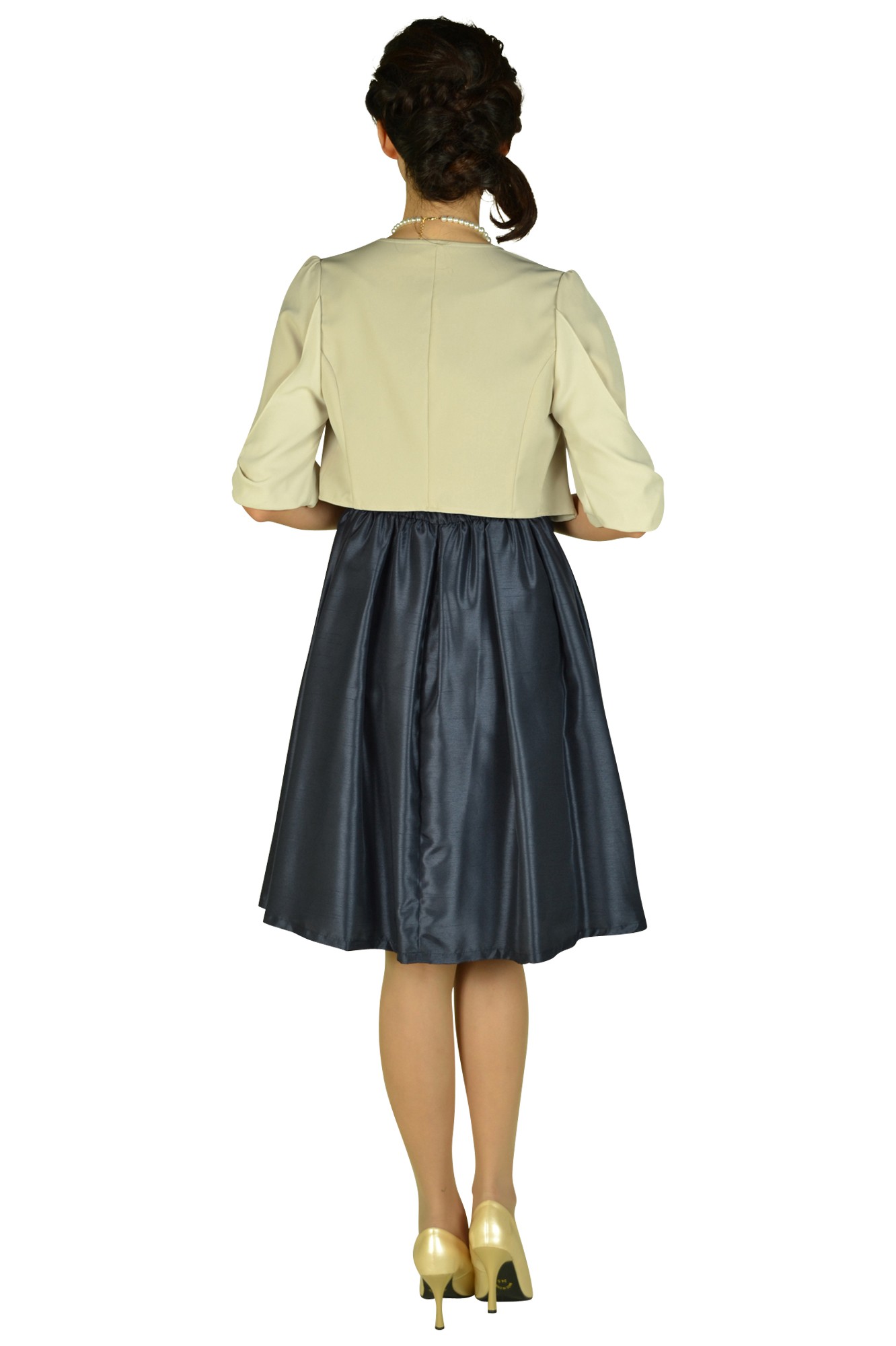 ウエストリボンネイビードレスセット