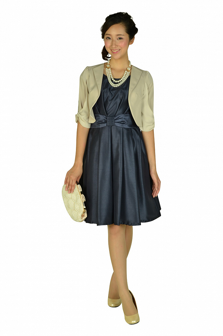 ウエストリボンネイビードレス