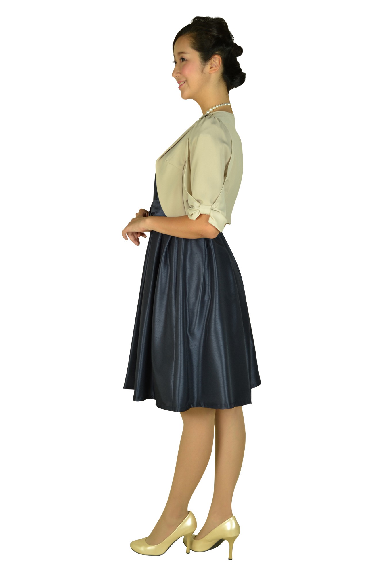 ウエストリボンネイビードレスセット