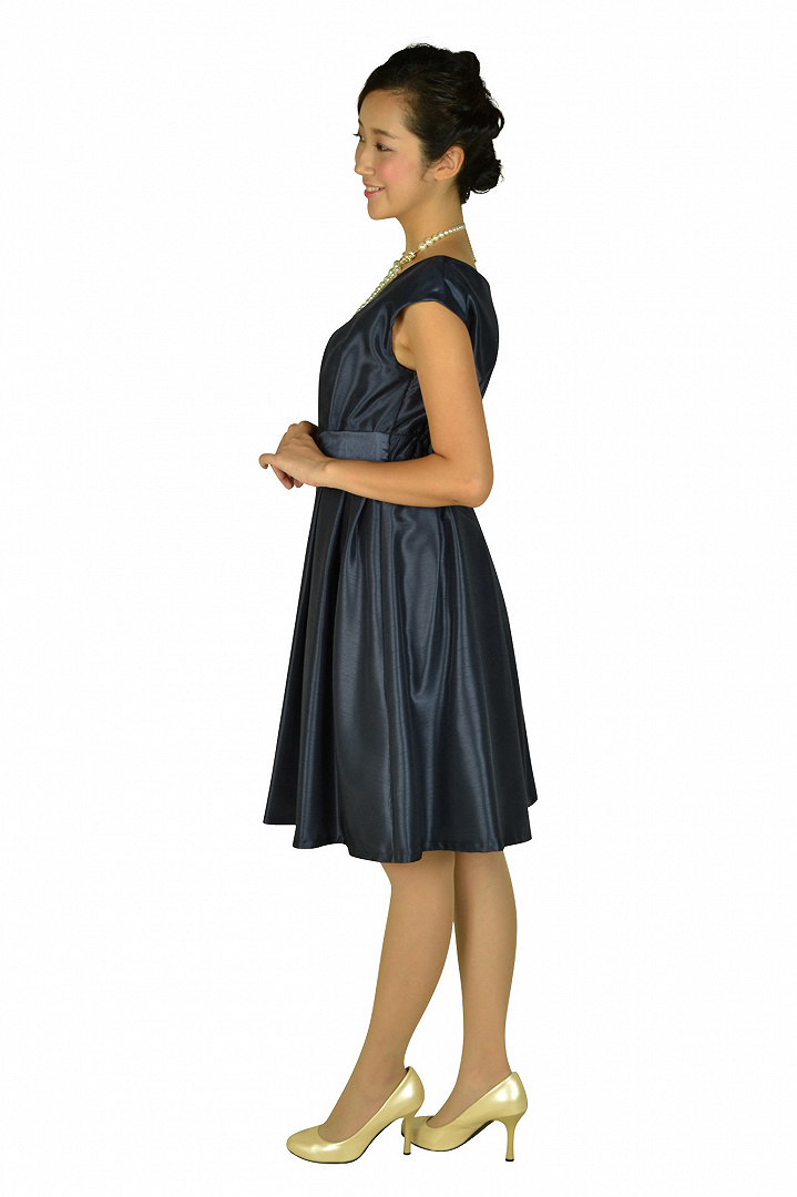 ウエストリボンネイビードレス