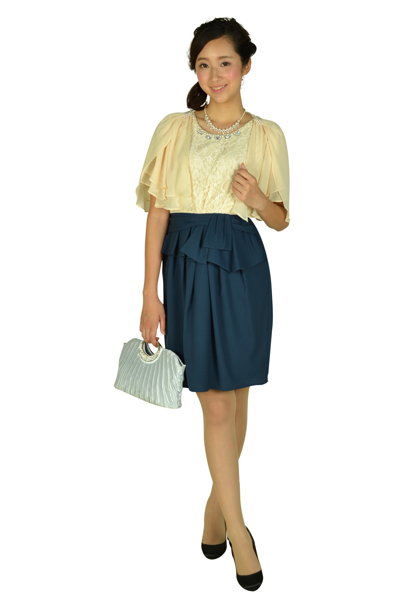 レース&times;ネイビースカートドレスセット