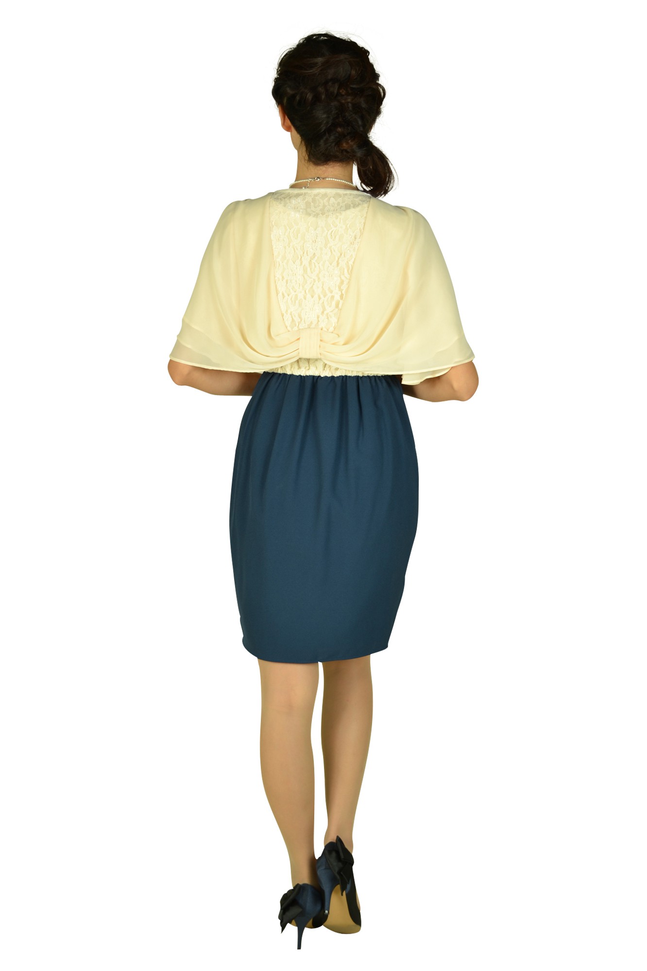 レース&times;ネイビースカートドレスセット