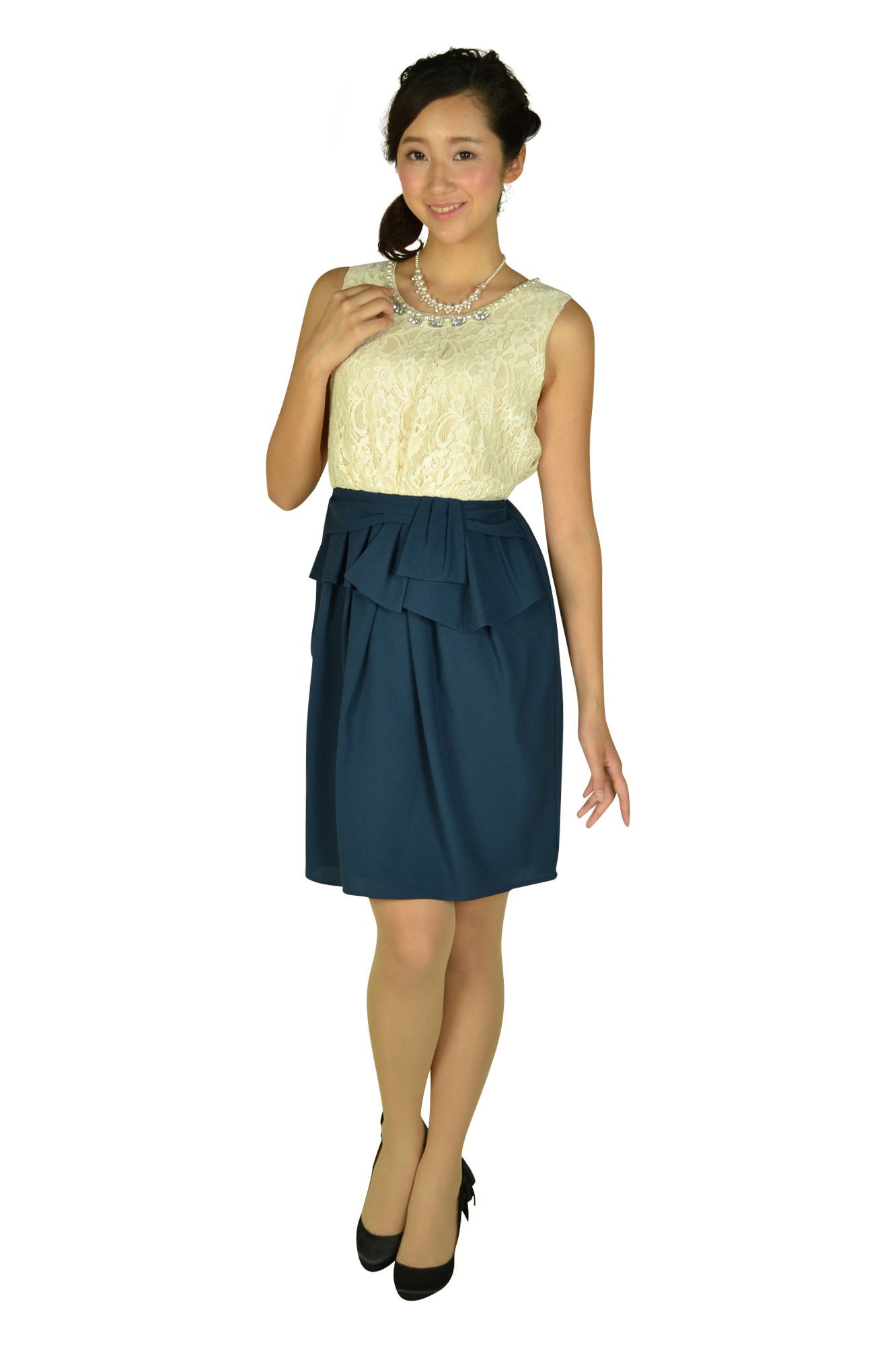 レース&times;ネイビースカートドレスセット