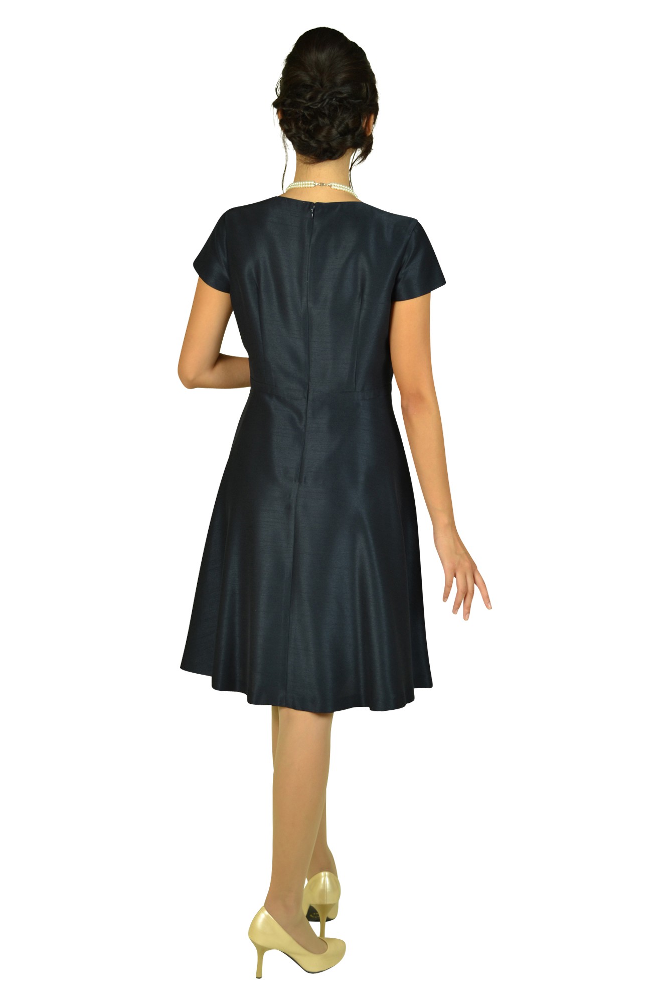 袖付きシンプルネイビードレスセット