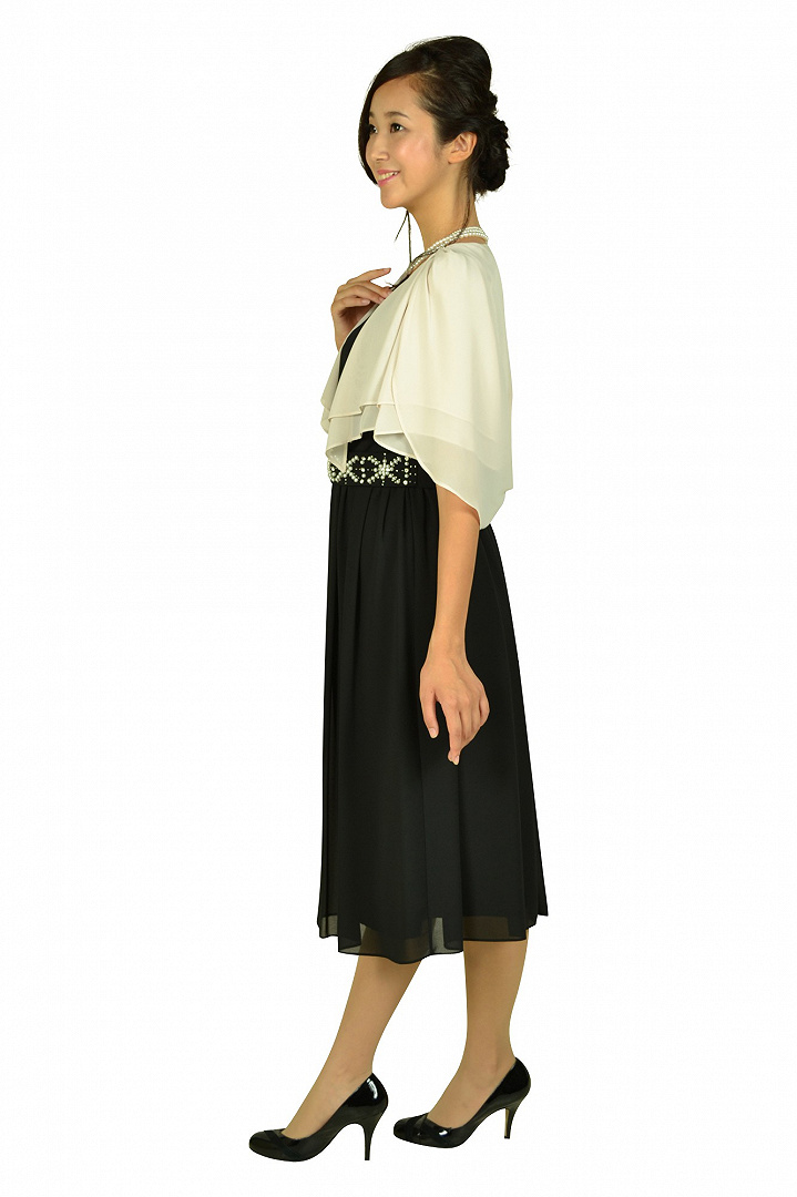 ベルト付ブラックミディドレスセット