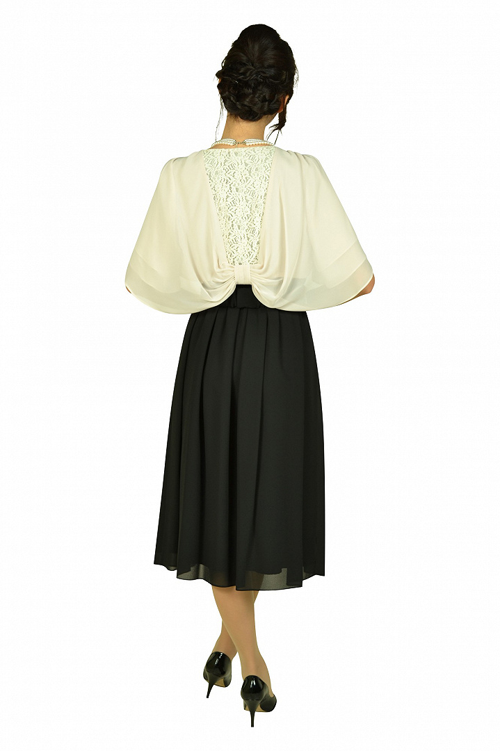 ベルト付ブラックミディドレスセット