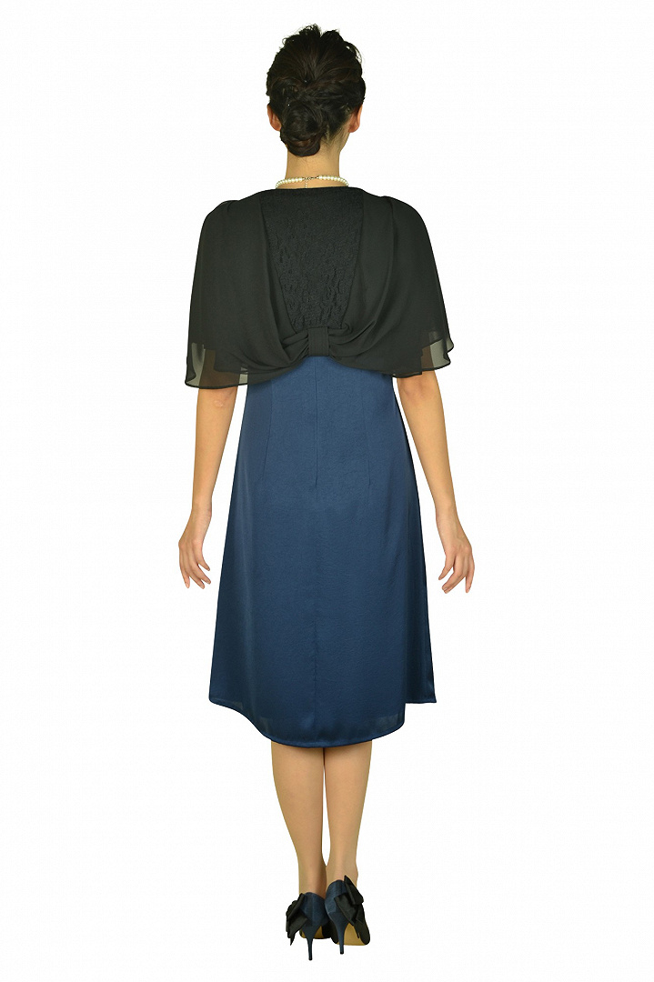 ドレープネックネイビードレスセット