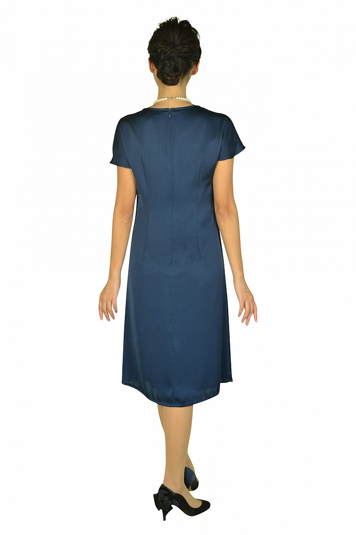 ドレープネックネイビードレスセット