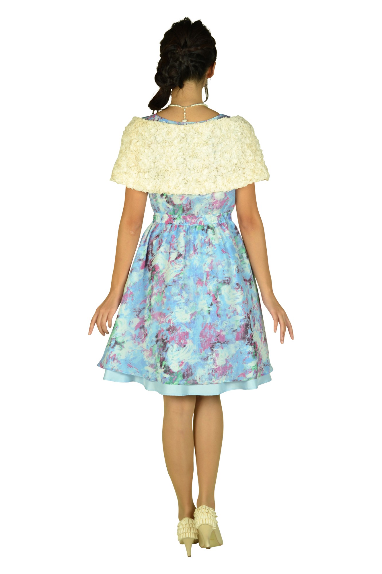 ぼかしフラワーライトブルードレスセット