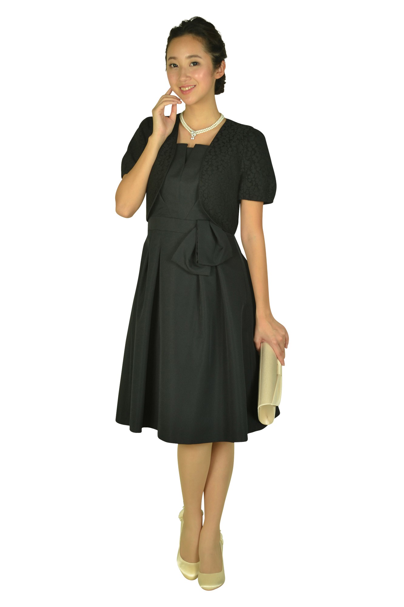 ブローチモチーフ2連シルバーネックレス