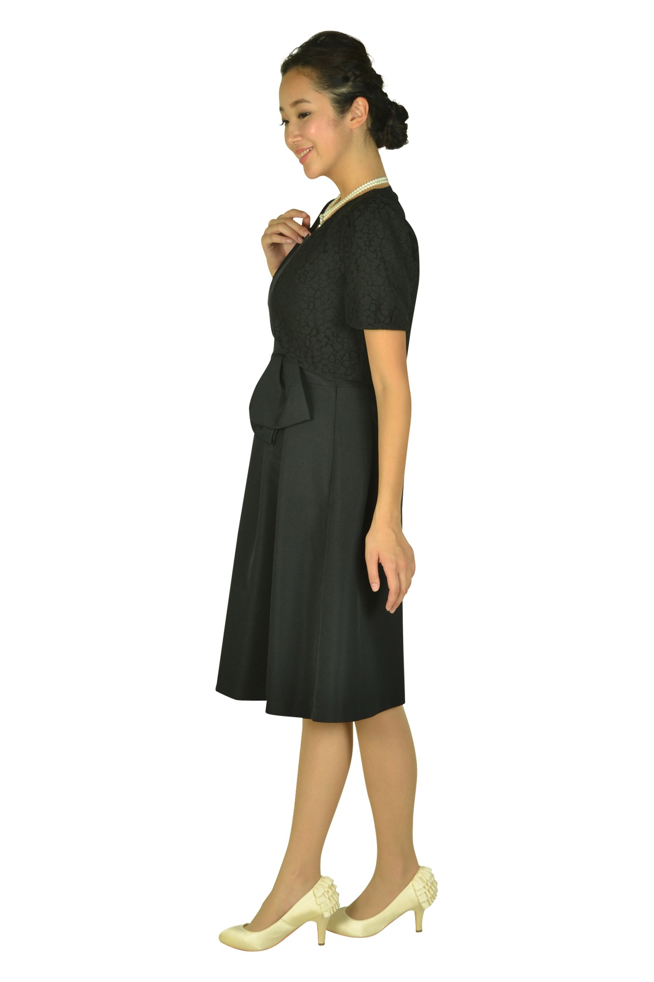 レースボレロ&タックブラックドレスセット