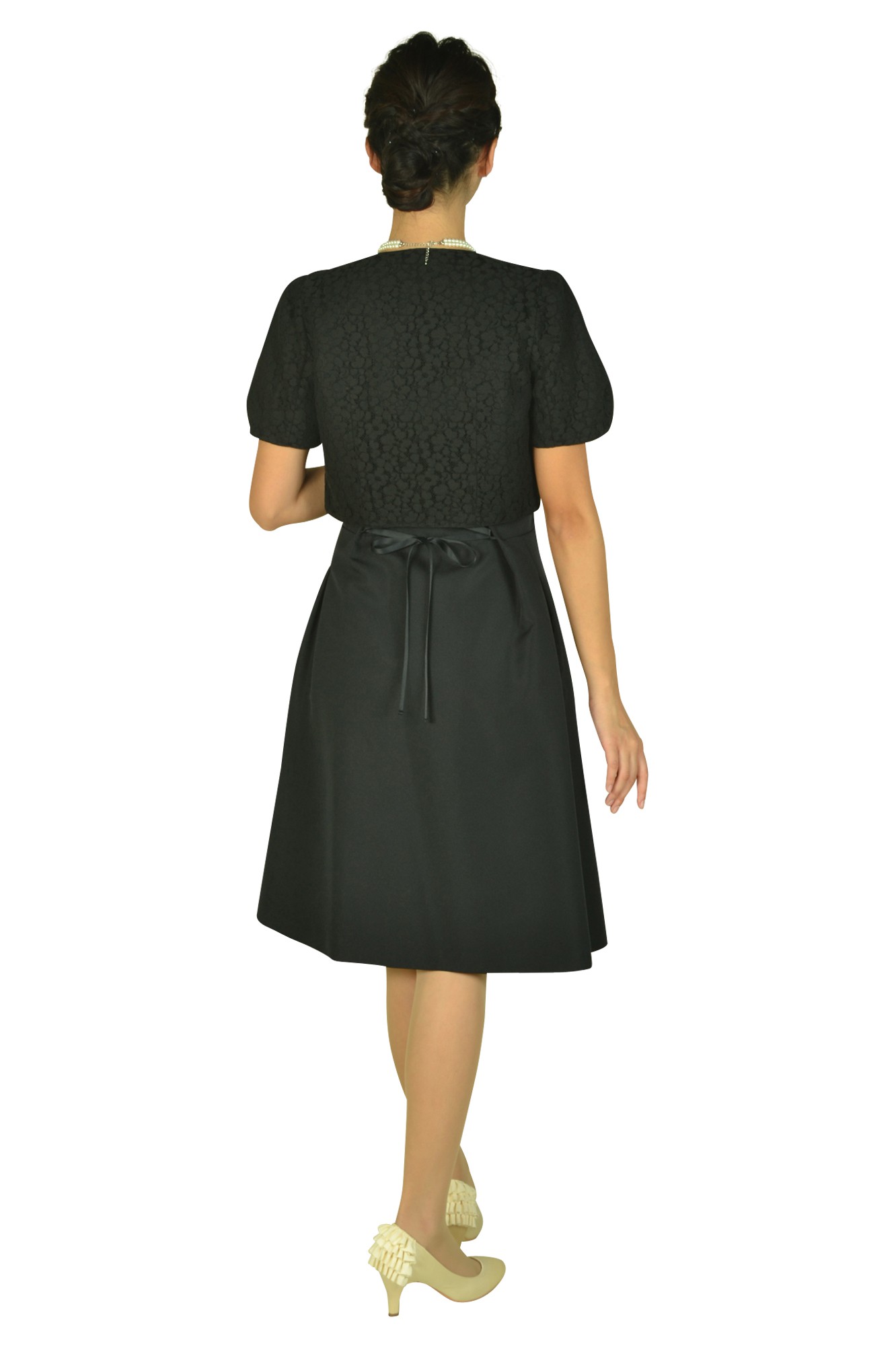 レースボレロ&タックブラックドレスセット