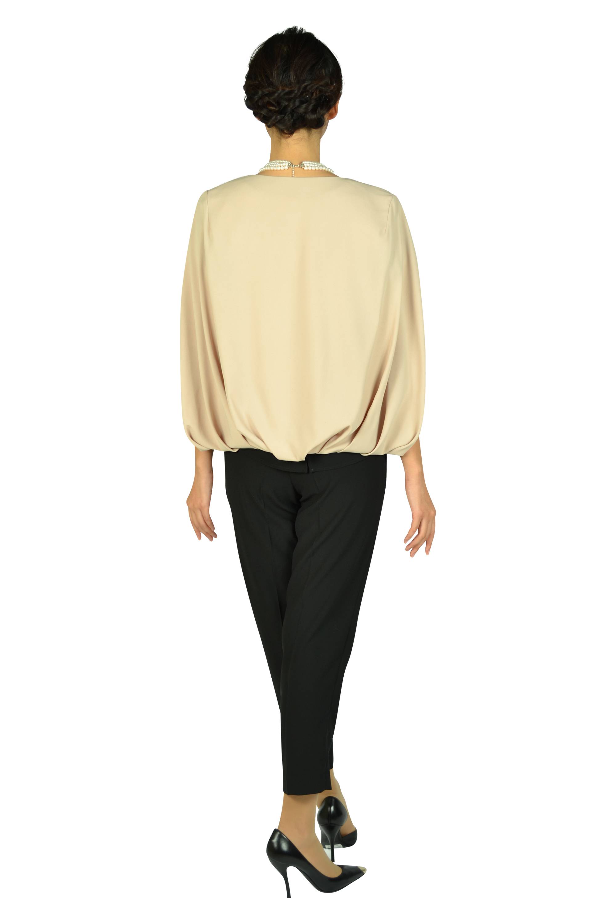 フレア袖ブラックパンツドレスセット