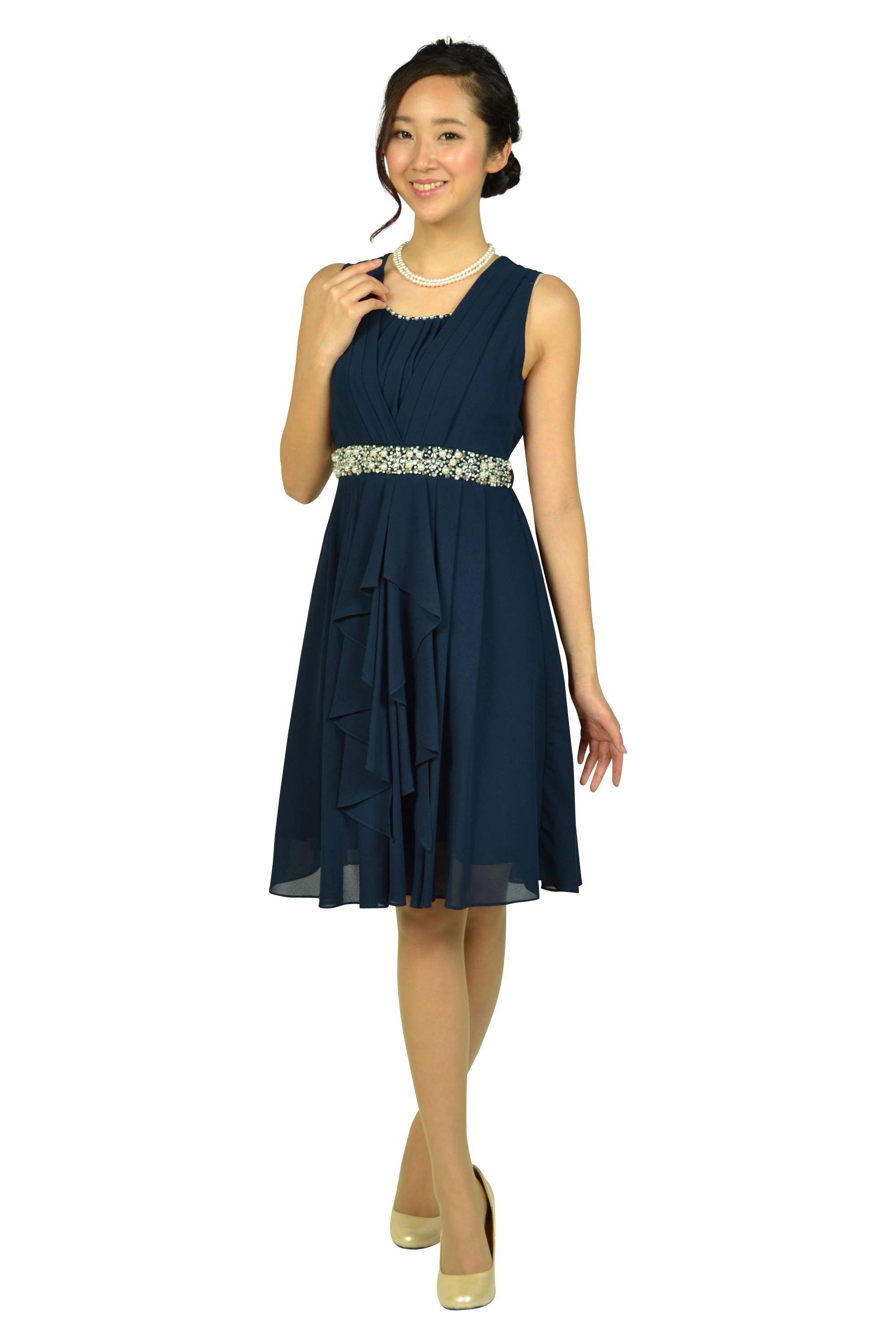 ウェストビジュシフォンネイビードレスセット