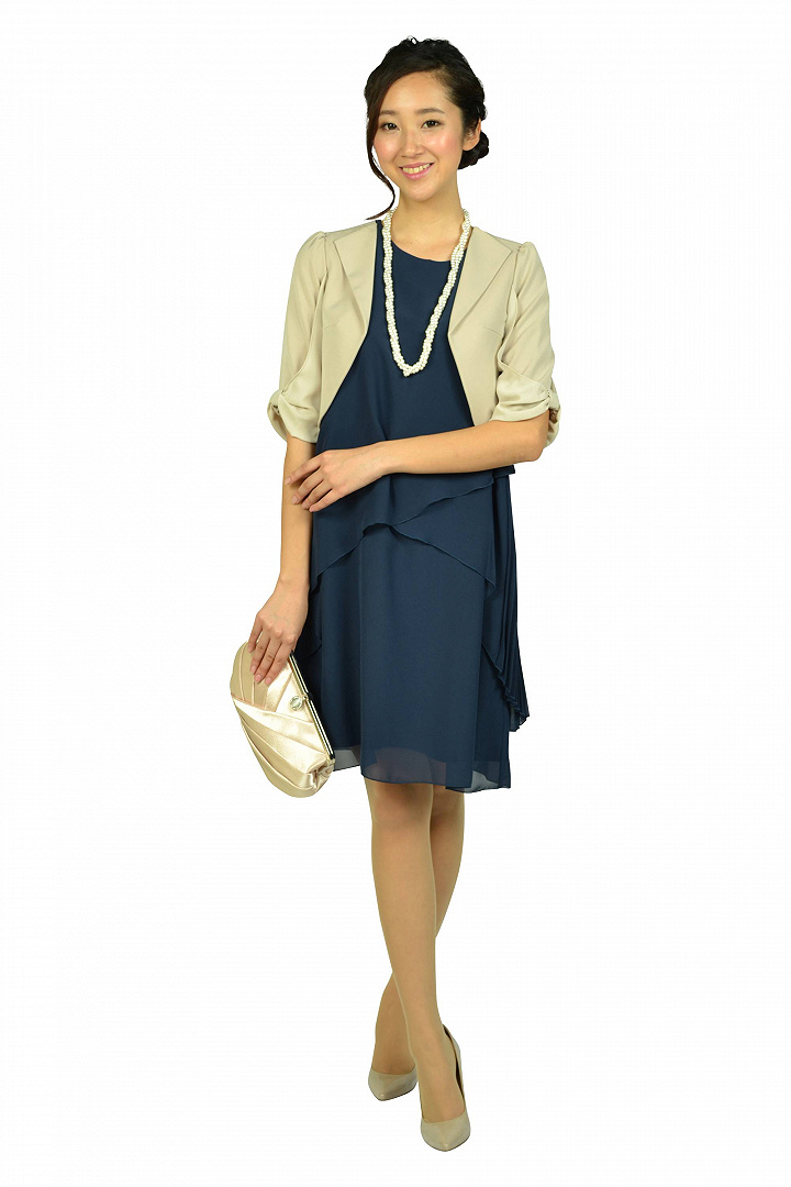サイドプリーツネイビードレスセット