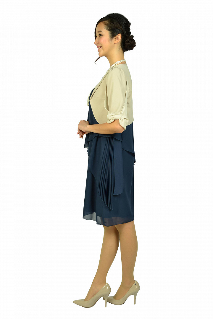 サイドプリーツネイビードレスセット