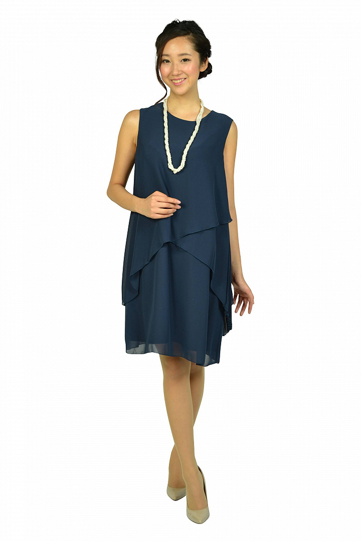 サイドプリーツネイビードレスセット