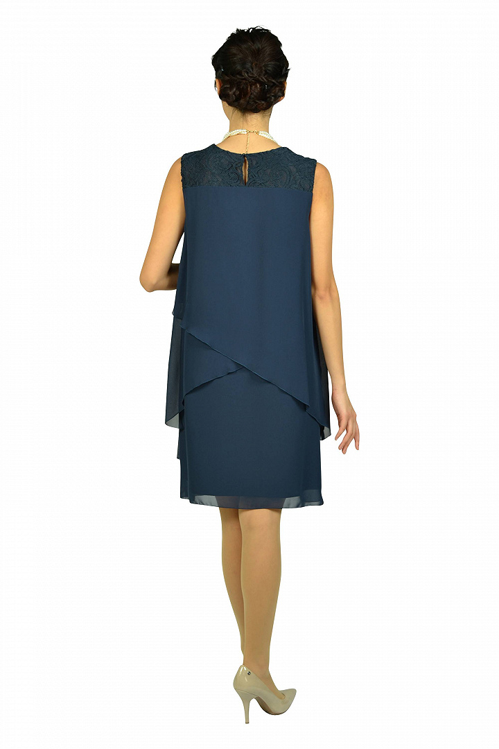 サイドプリーツネイビードレスセット